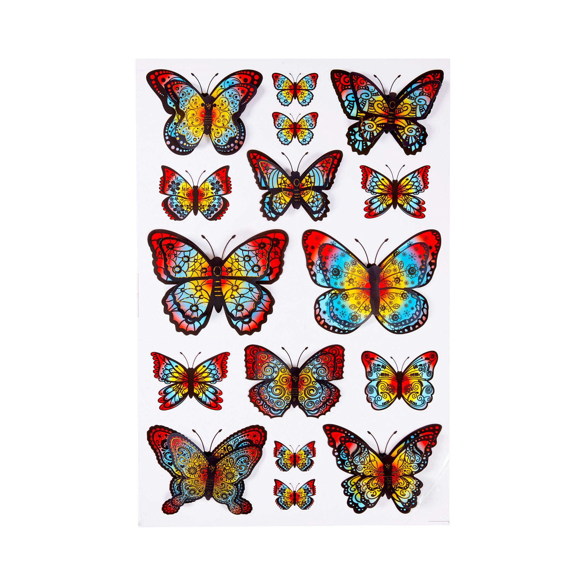Autocollants 3D « Papillons arc-en-ciel », 16 pièces
