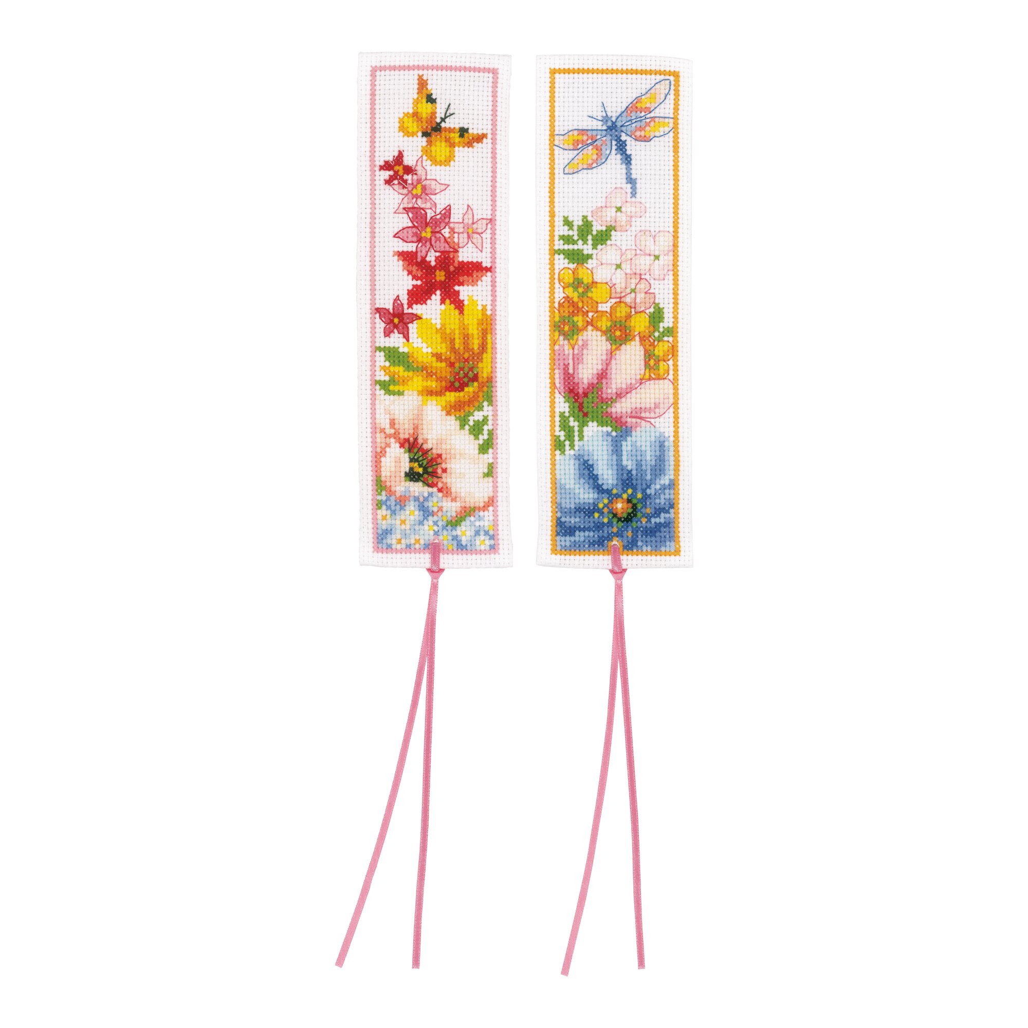 Lesezeichen Stickpackung Blumen, 2 Stück