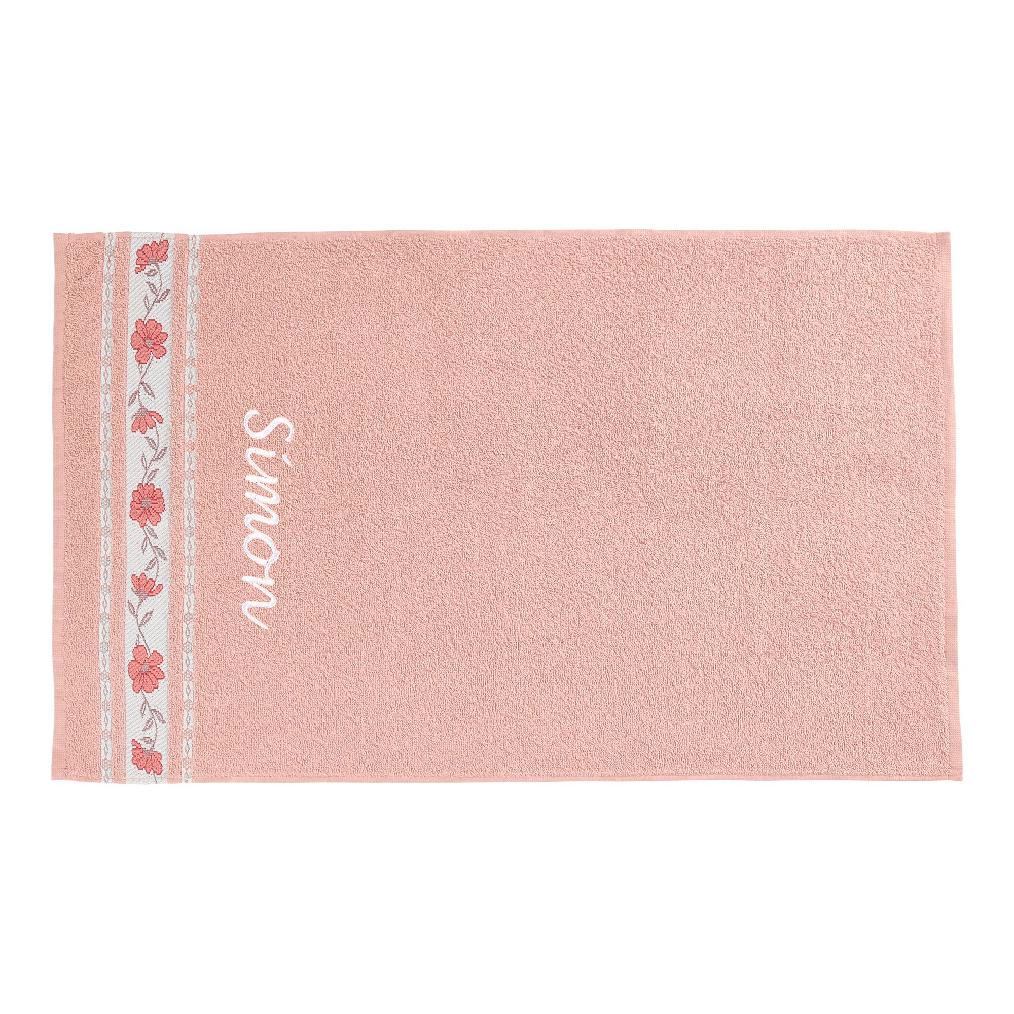 Handtuch Blume mit Namen, rosa