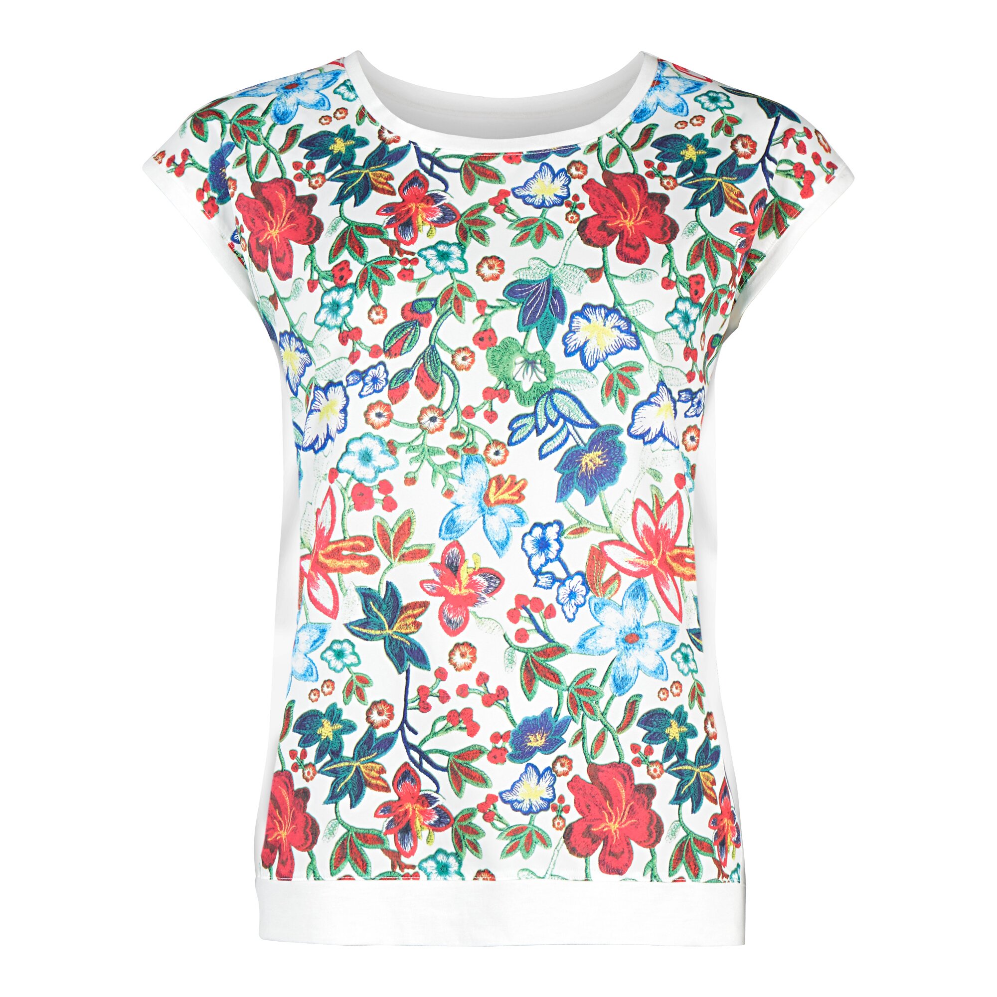 Image of Schlank-Shirt "Blumen", Größe: M, weiß