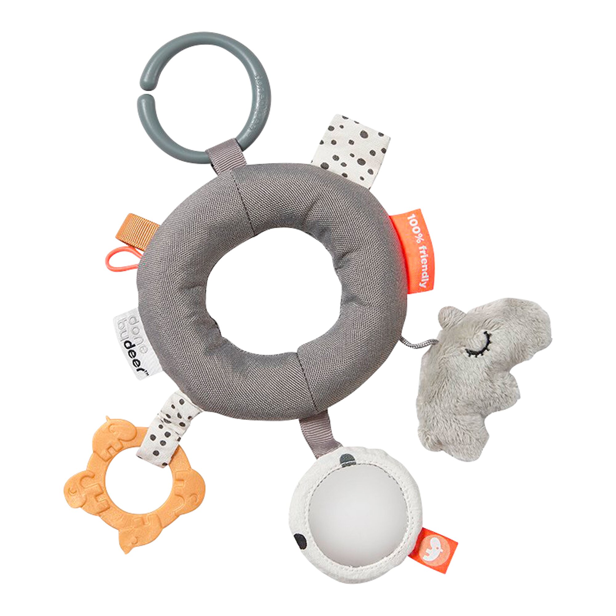 Done By Deer Activity Ring Deer Friends, Car & Pram Toys, Grey