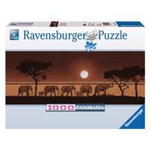 Panorama Puzzle 1.000 Teile, Elefanten in der Savanne von RAVENSBURGER