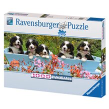 Panorama Puzzle 1.000 Teile, Berner Sennenhunde von RAVENSBURGER