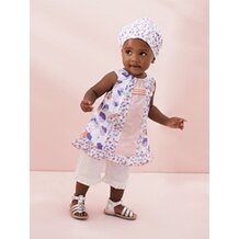 Set aus Kleid, Caprihose und Kopftuch von VERTBAUDET