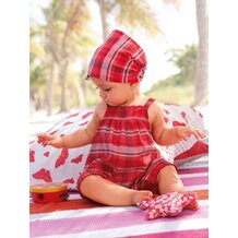 Set aus Kurzoverall und Kopftuch von VERTBAUDET