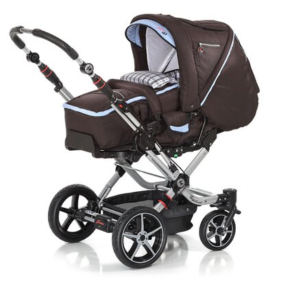 Kombikinderwagen "Topline S" Design 2013 Karo mokka/bleu von HARTAN