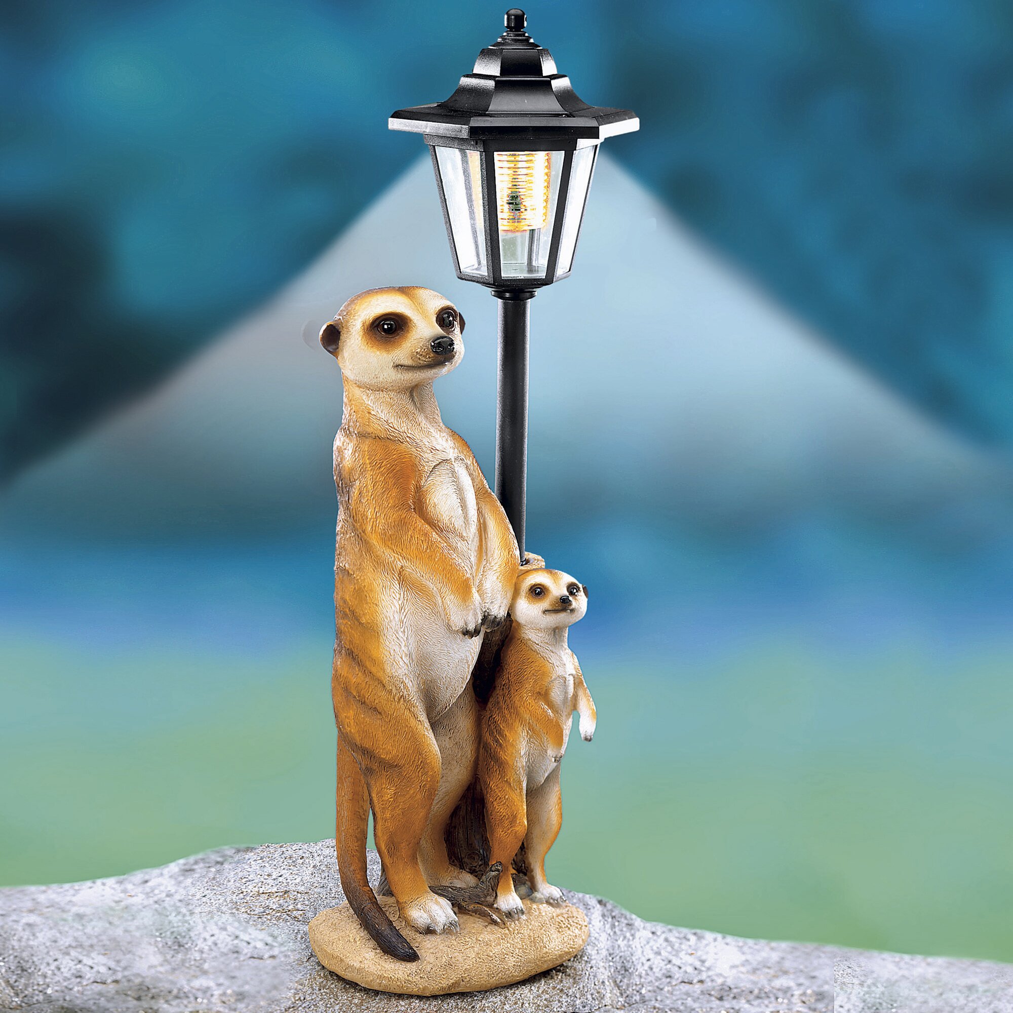 Lanterne solaire « suricate », figurine déco solaire, figurine de jardin