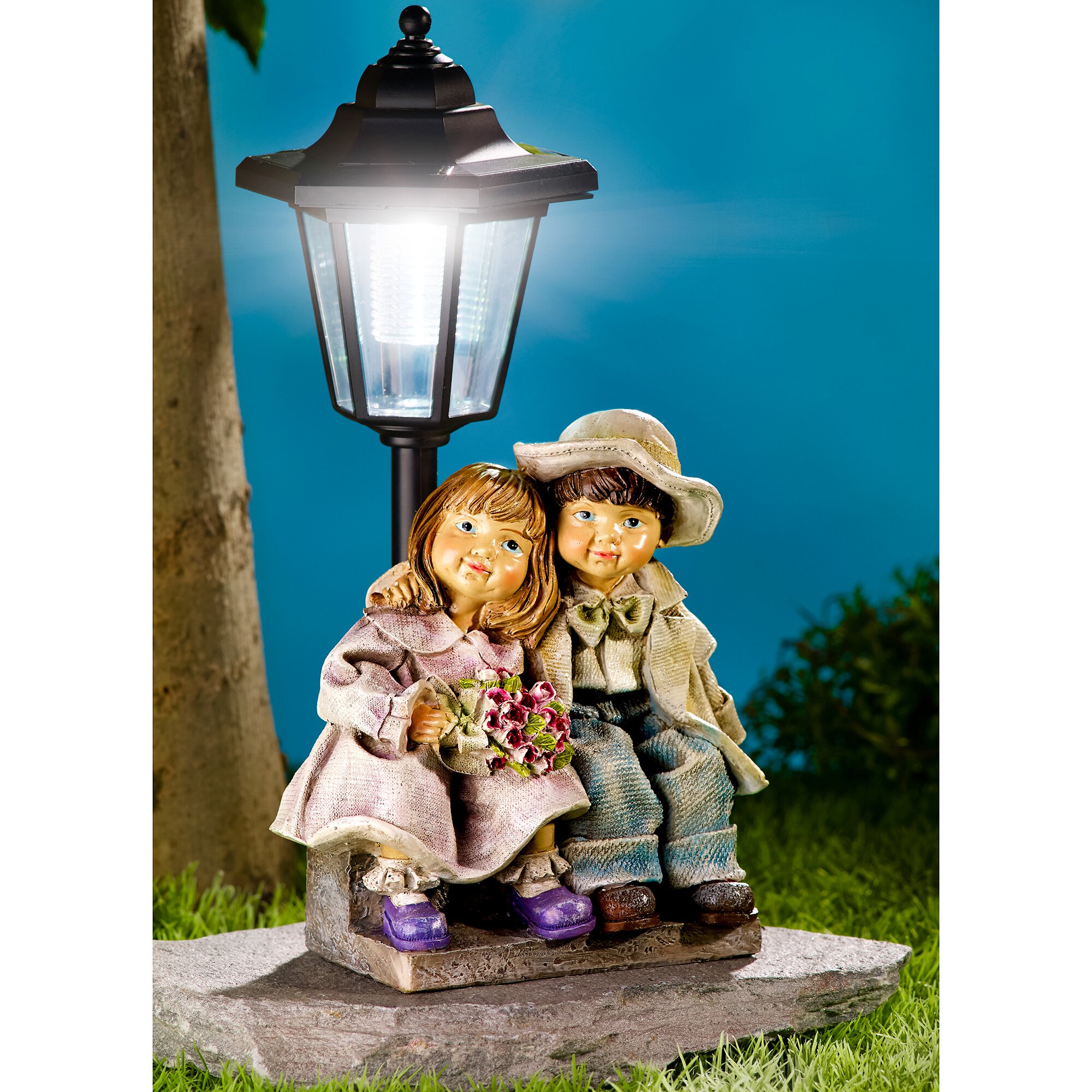 Lanterne solaire « Enfants avec fleurs »