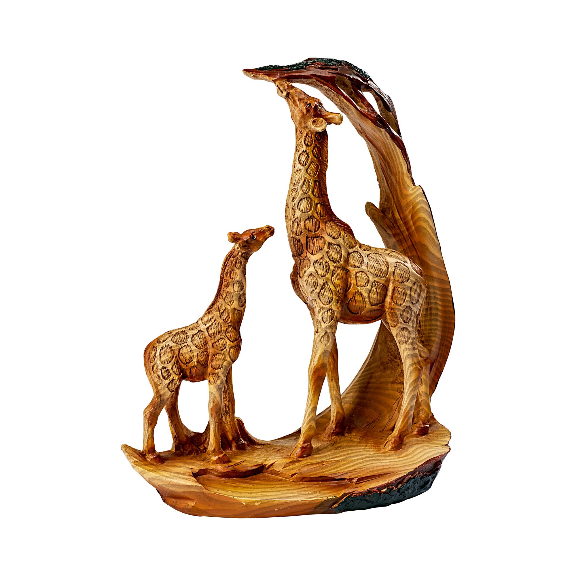 Tri Famille girafe décorative, figurine déco maman et bébé girafe, girafes et acacia