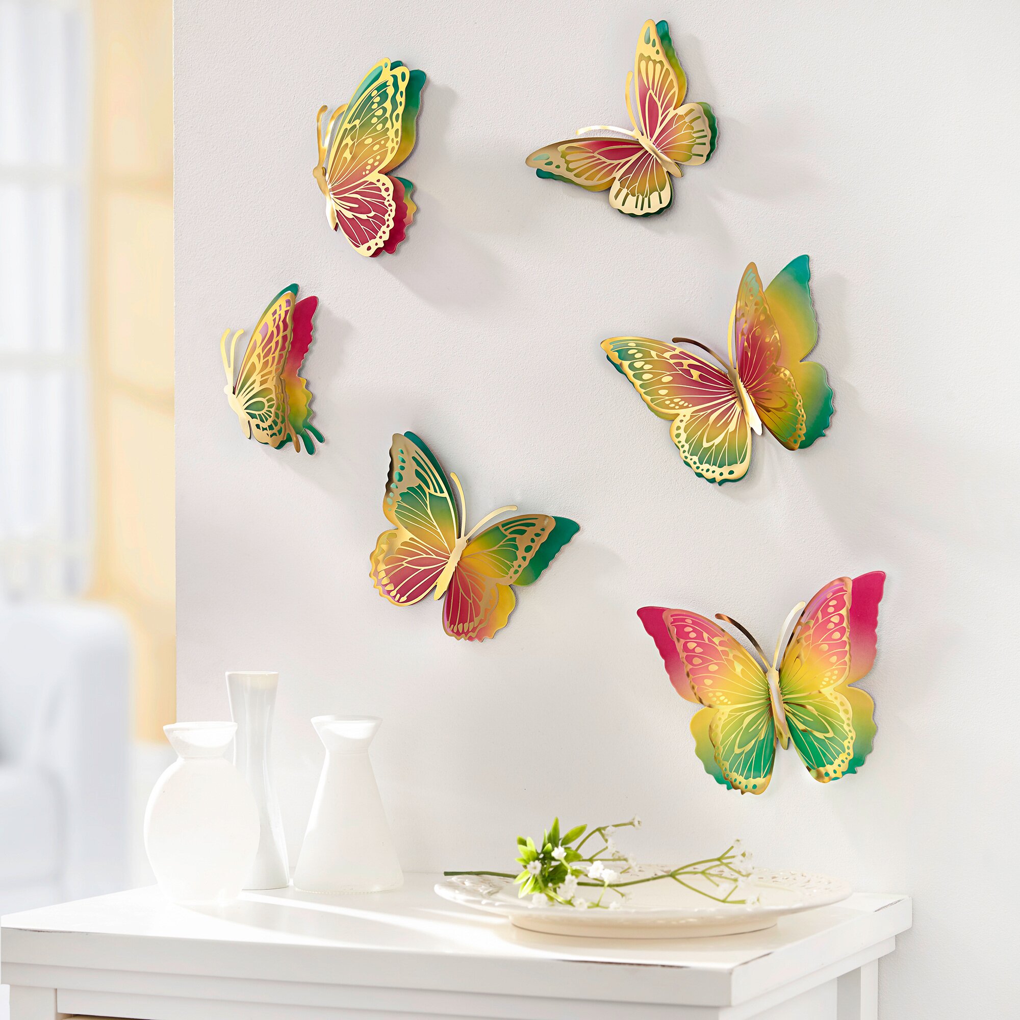 Autocollants muraux 3D « Papillons », 6 pièces