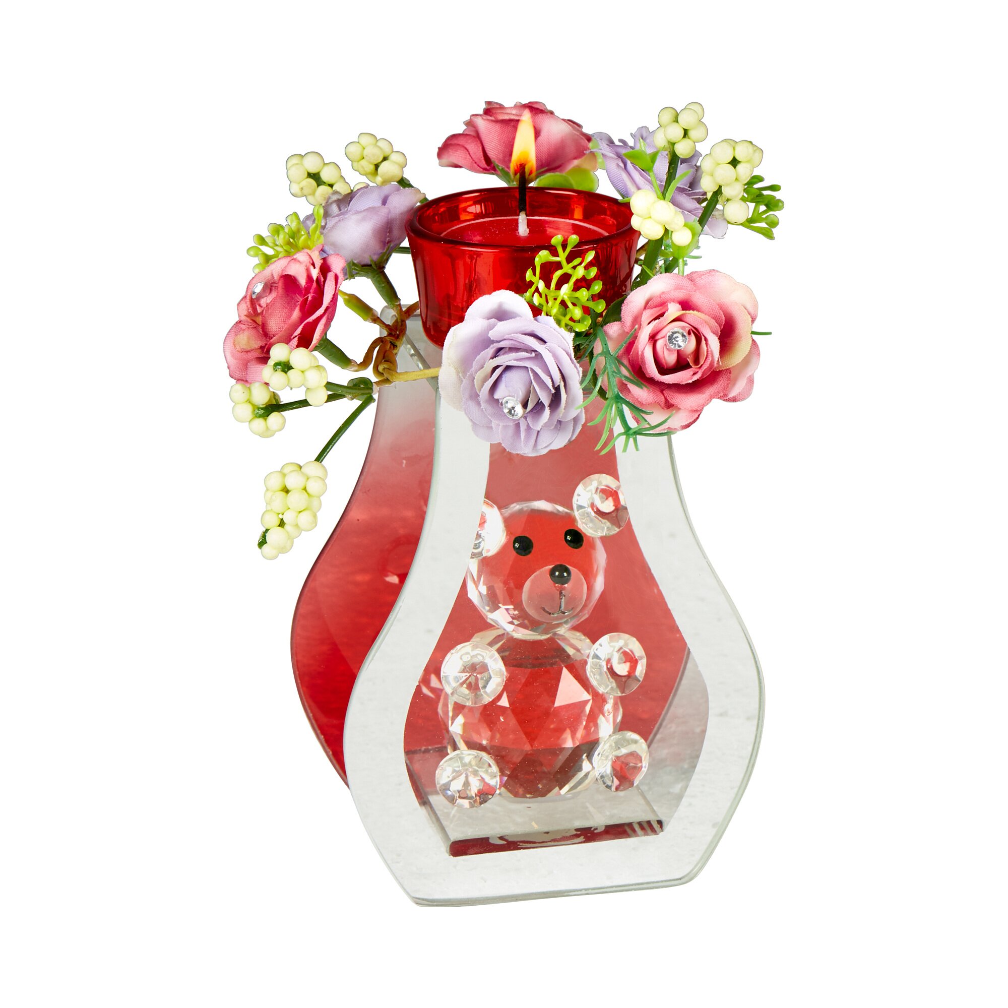 Vase décoratif « Ourson » + 1 bougie chauffe-plats rouge GRATUIT