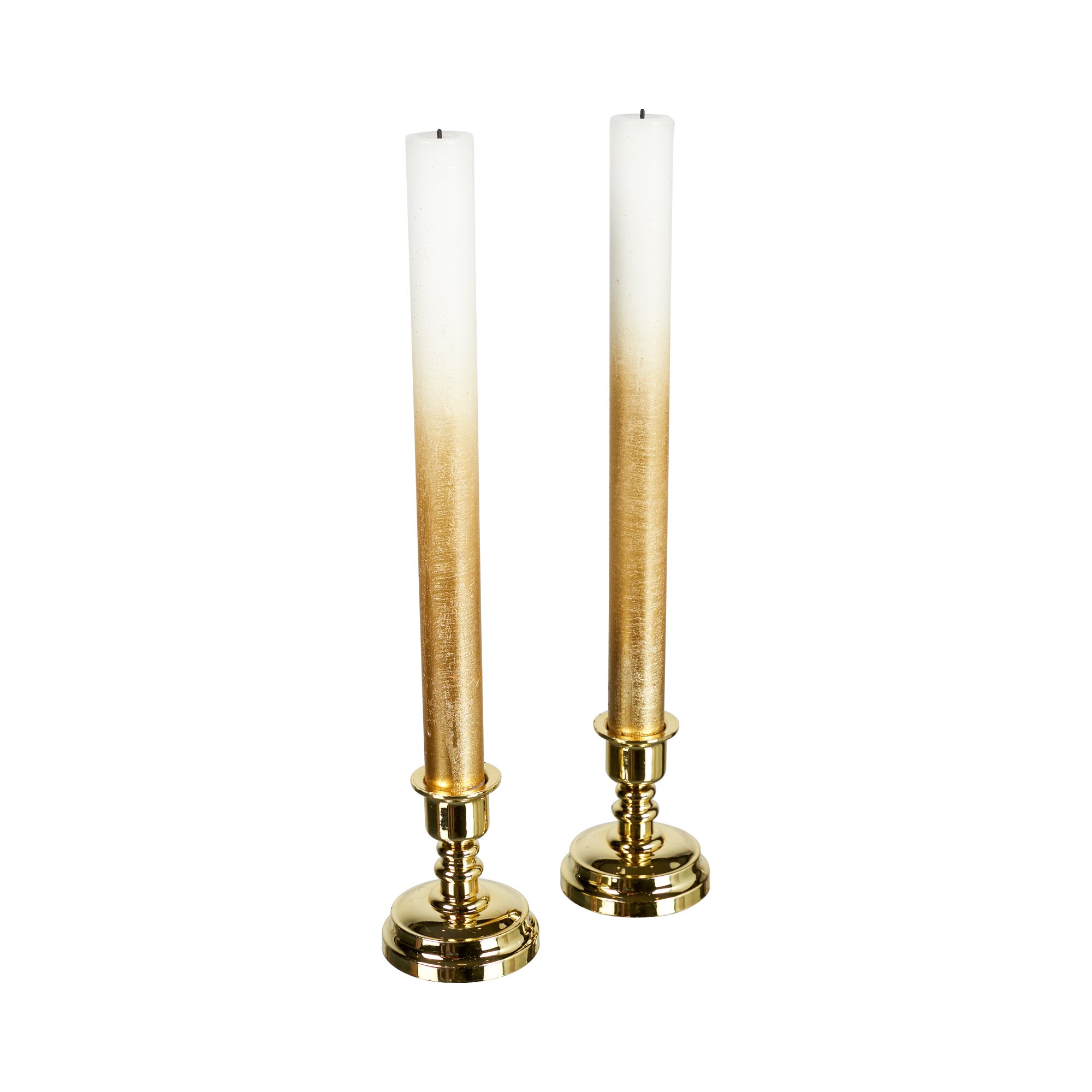 Duo de bougies à LED « Reflets dorés », 4 pièces