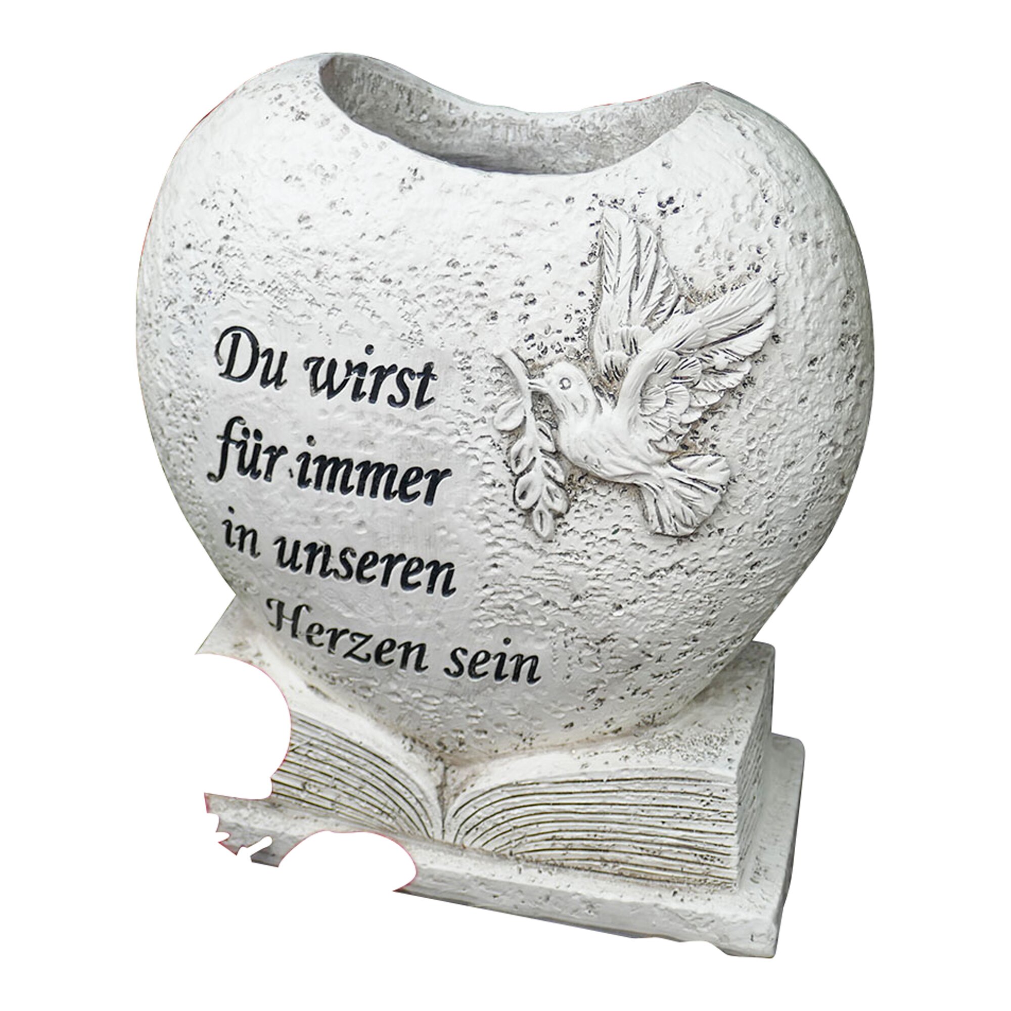 Image of Grabvase Herzform auf Buch mit Taube
