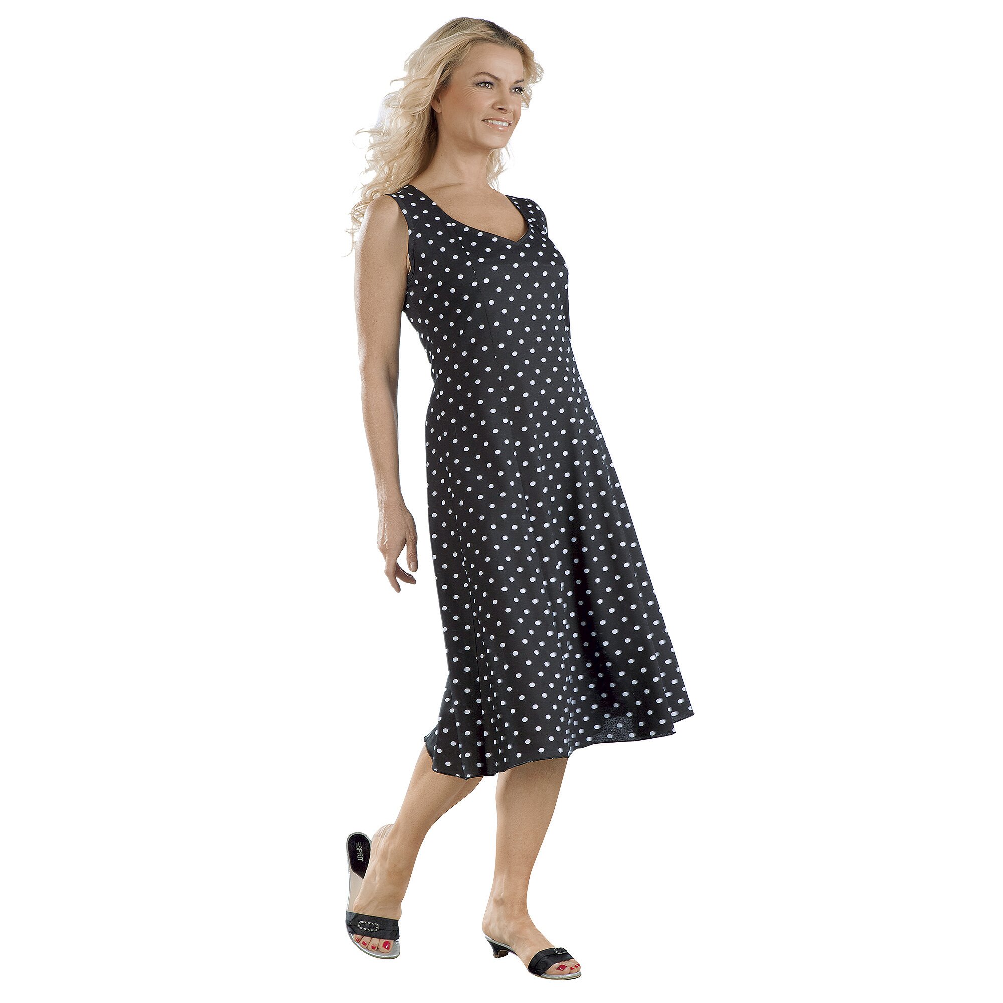 Sommerkleid Pünktchen, Größe: 48, schwarz