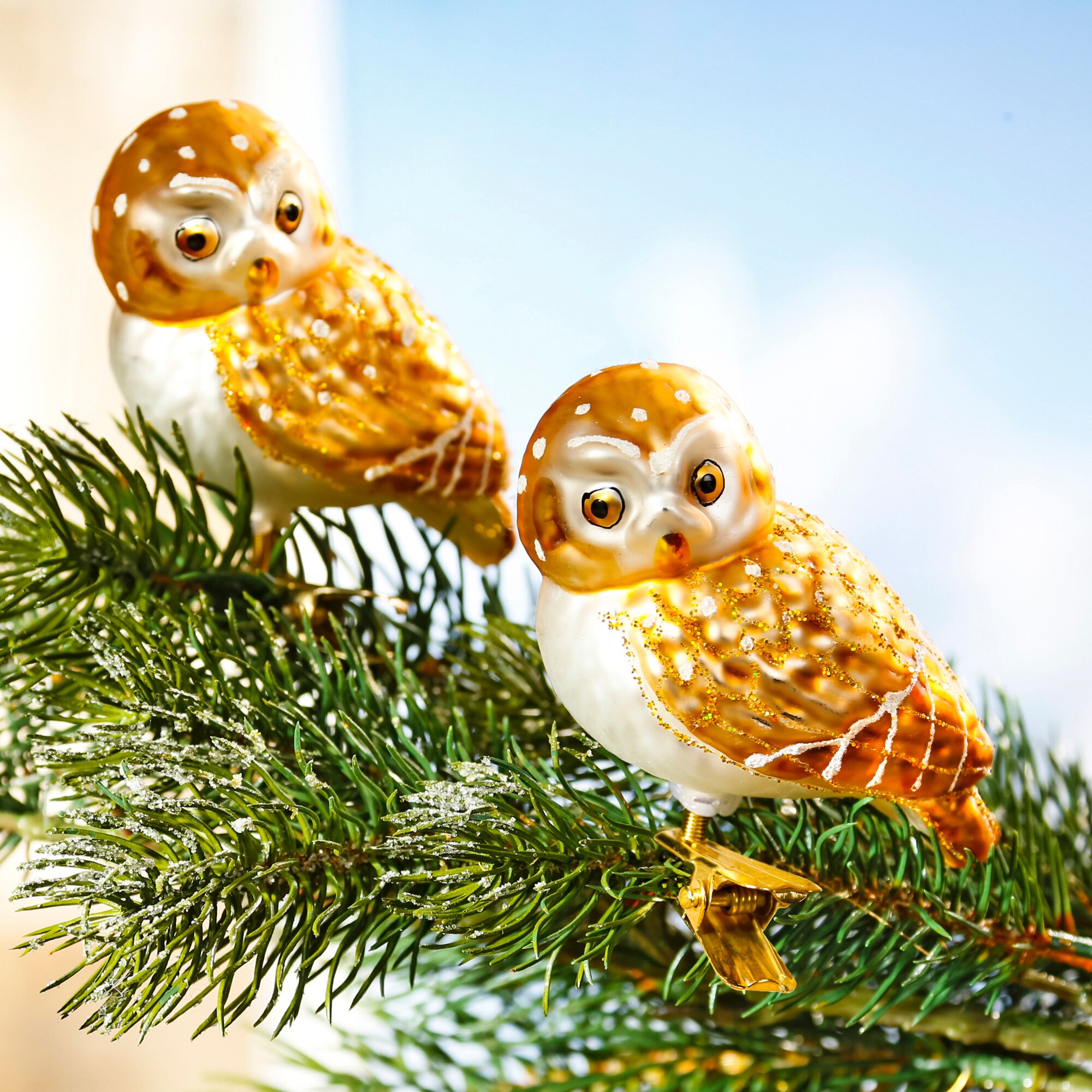 Christbaumschmuck Glas-Eulen, 2 Stück