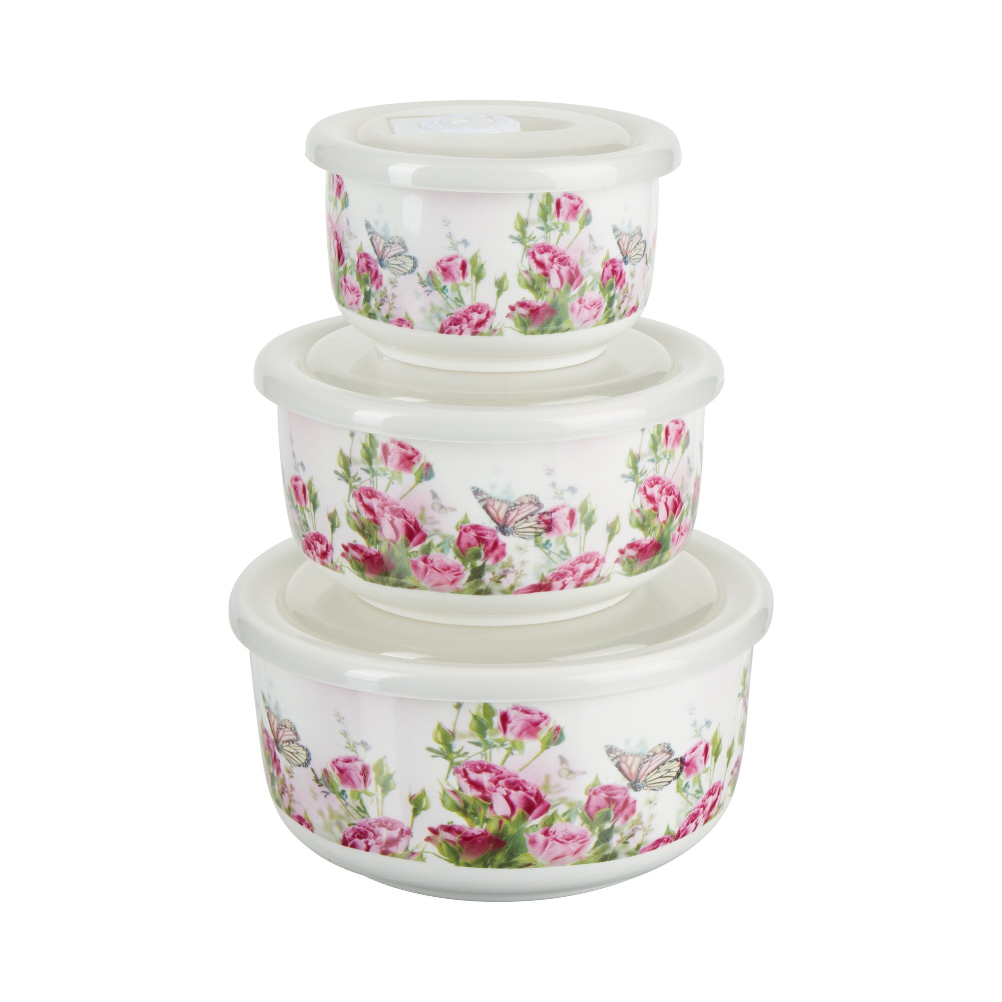 Porzellan-Frischhaltedosen-Set Rosengarten, 6-teilig