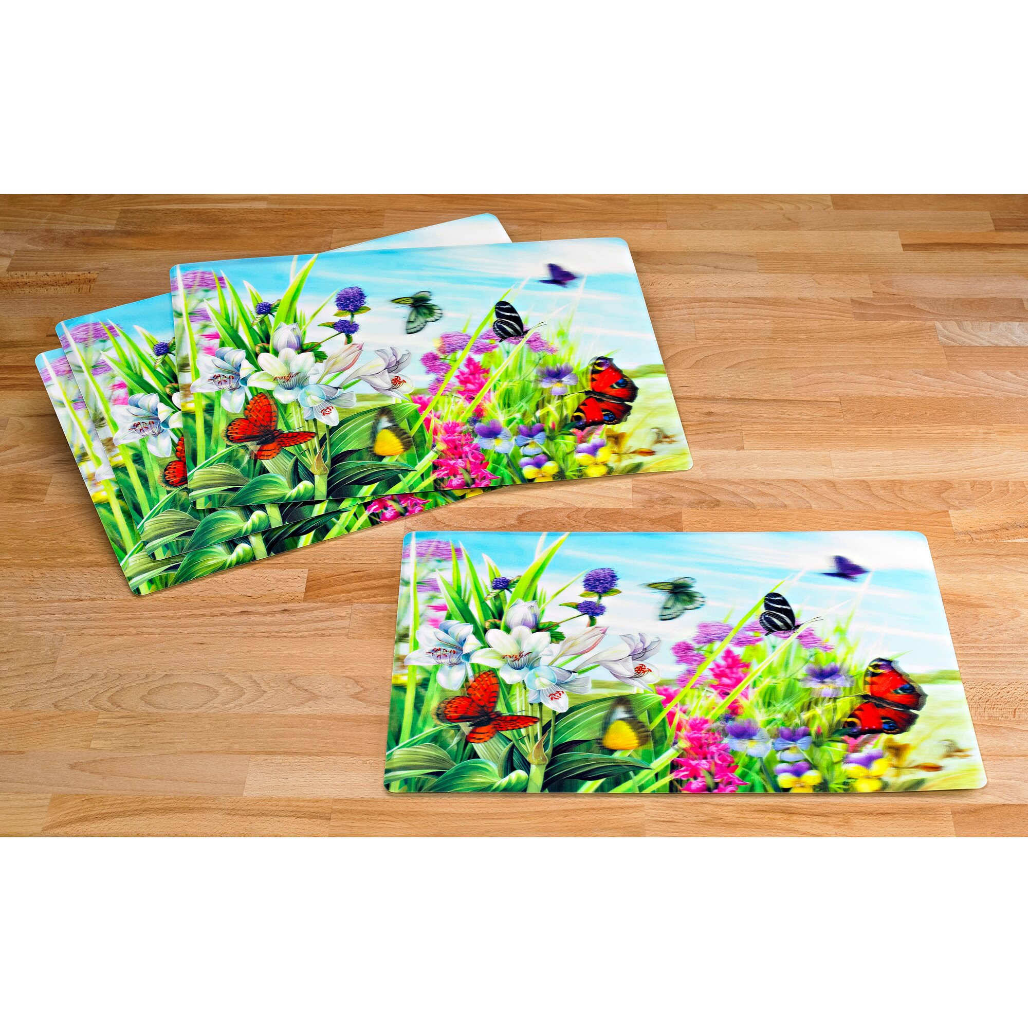 Set de table 3D « Pré fleuri », 4 pièces