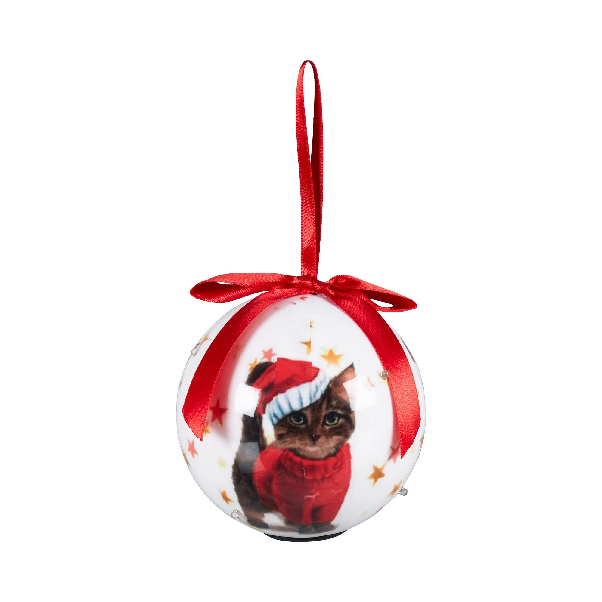 Boule de Noël à LED maxi « Chat de Noël »