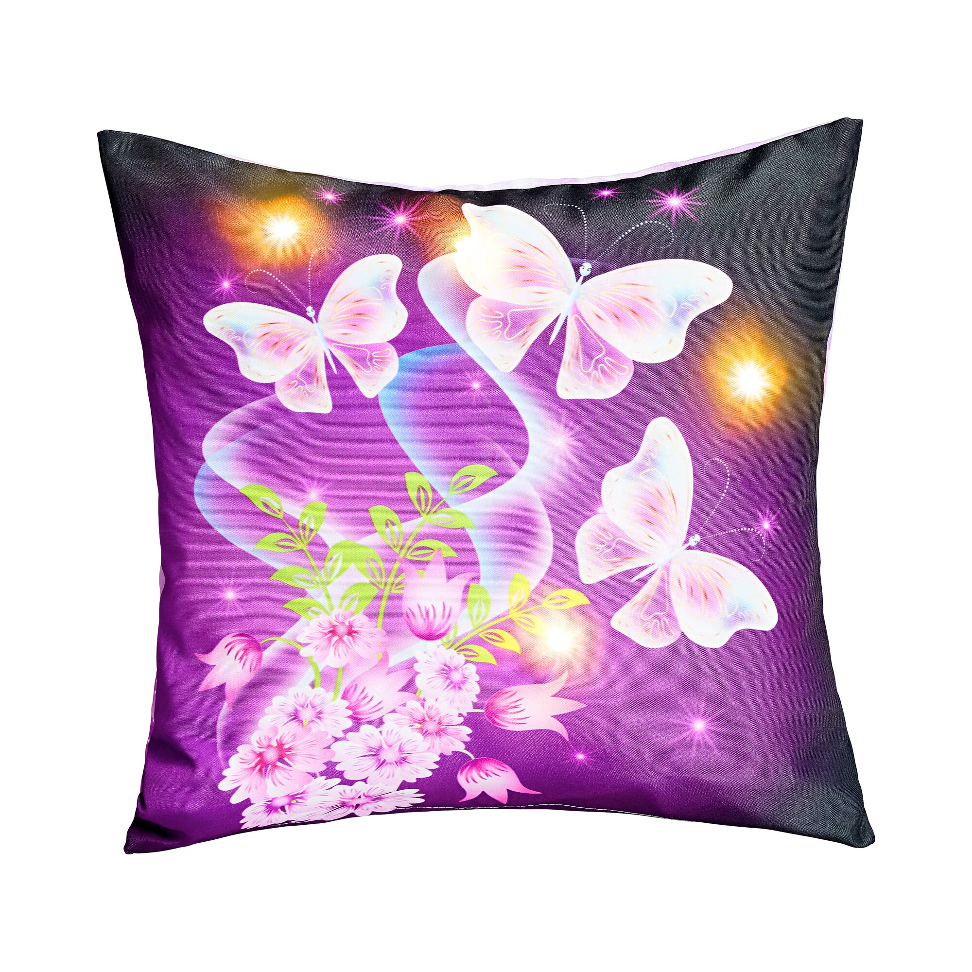 Housse de coussin à LED réversible « Effet brillant »