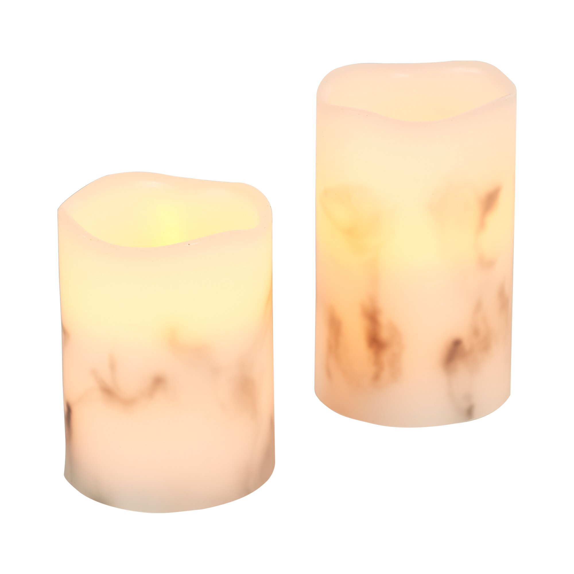 Bougies LED « Marbrures », lot de 2