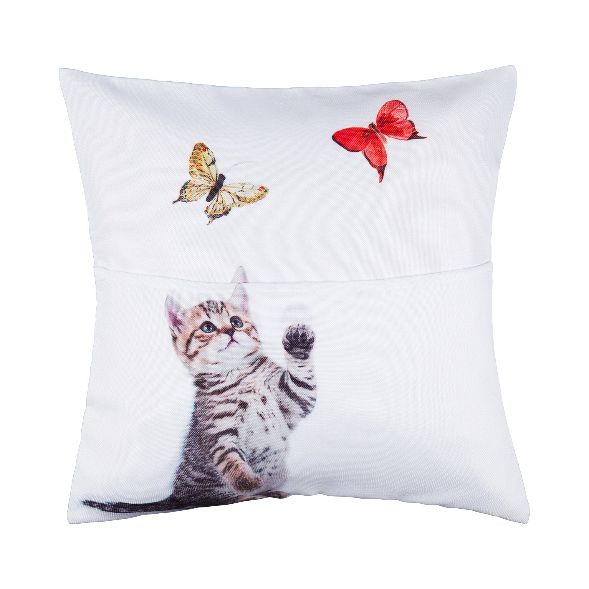 Housse de coussin avec poche « Lise le chaton »
