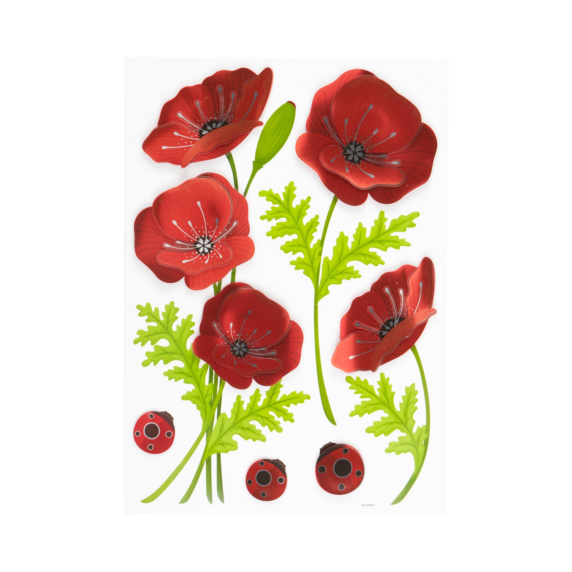Stickers de fenêtre 3D « Coquelicots », 6 pièces