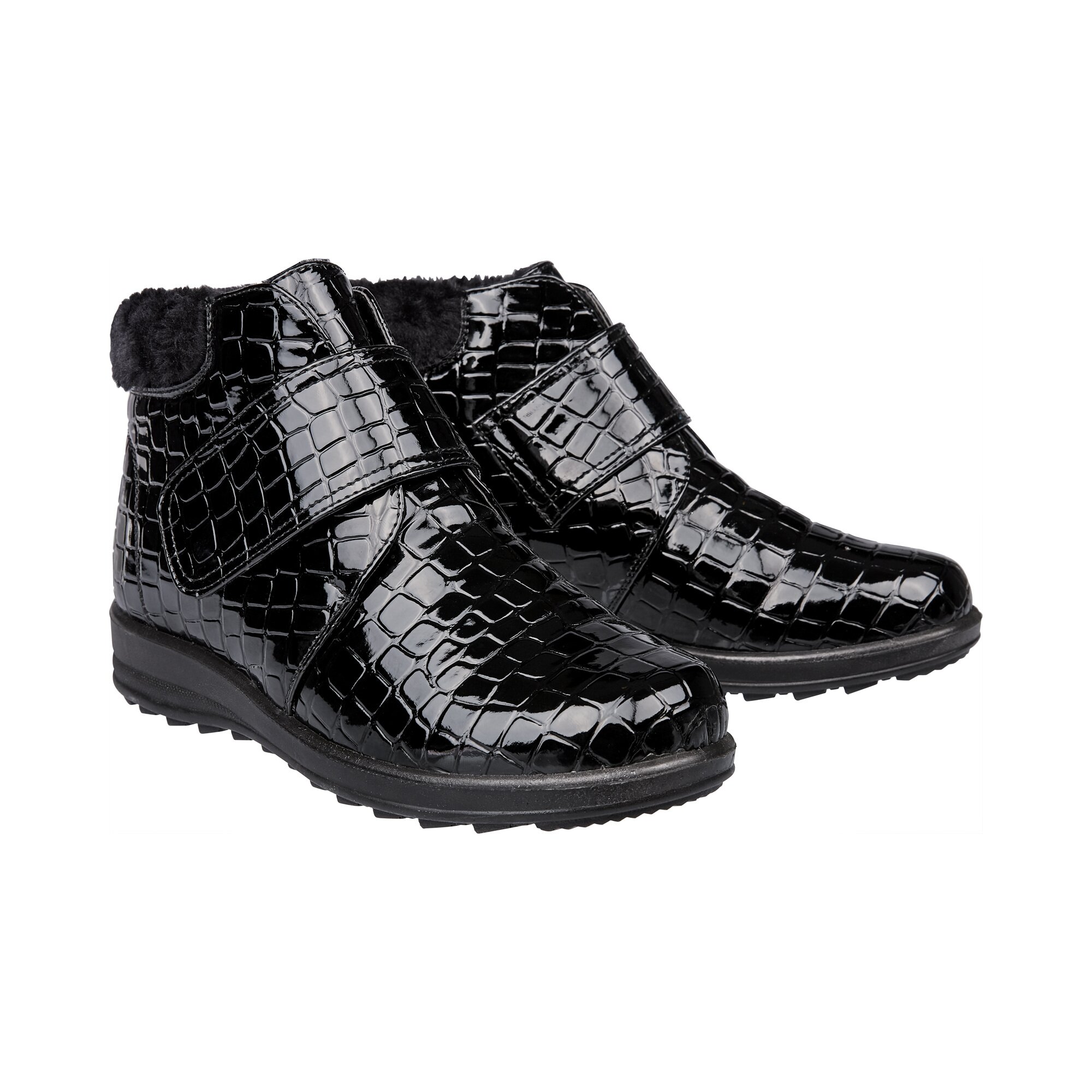 wonderWALK Kroko-Klett-Stiefelette, Größe: 40, schwarz