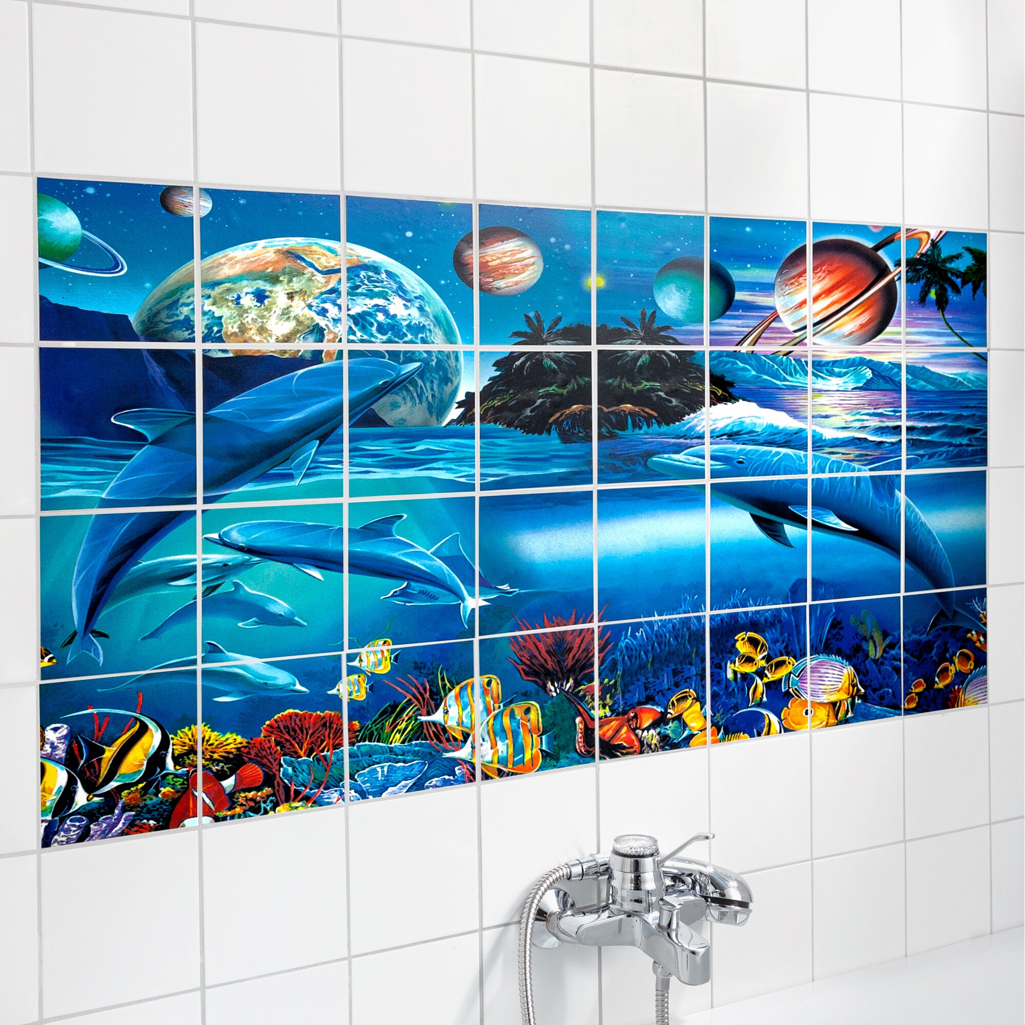 Fliesen-Sticker Unterwasser-Welt, 32 Teile