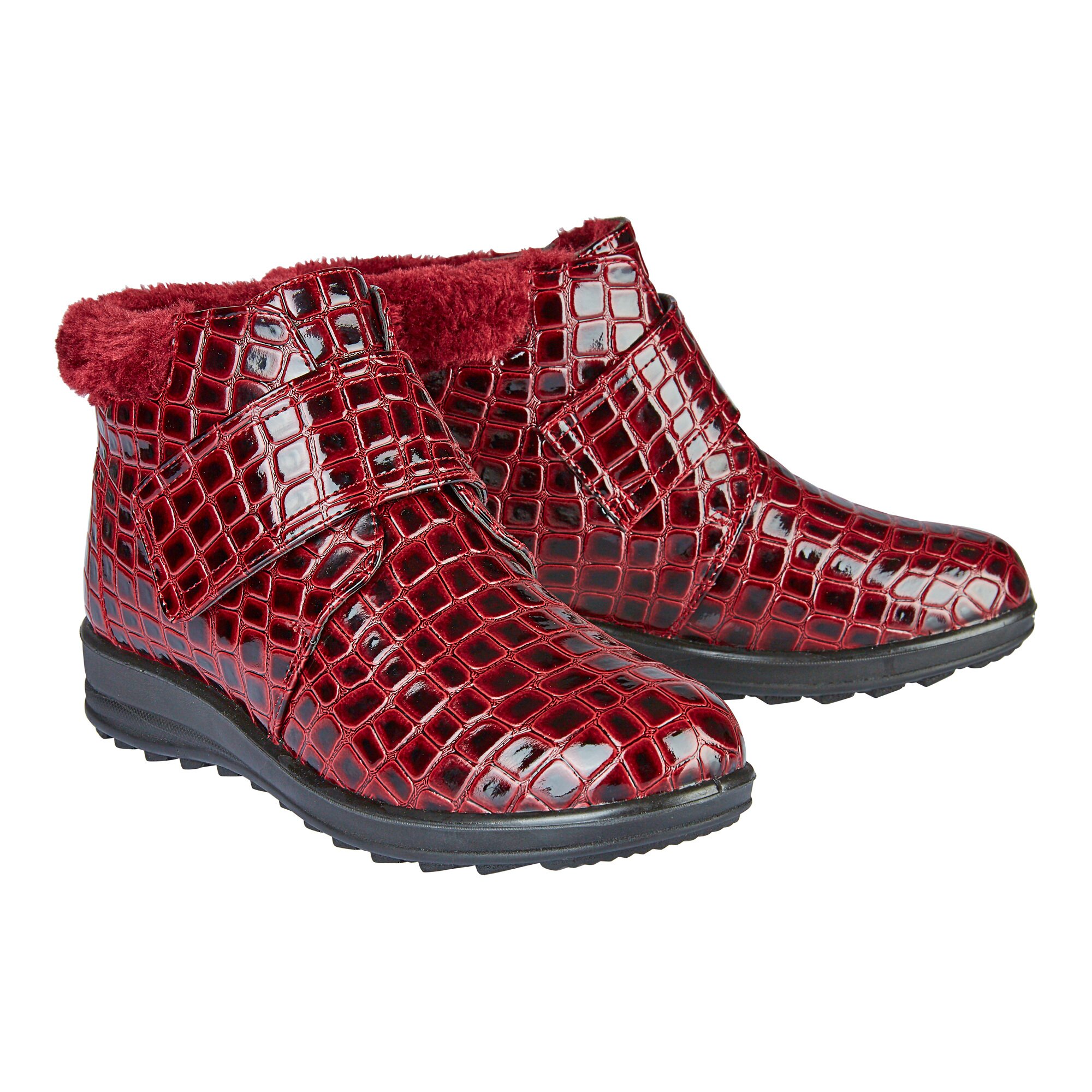 wonderWALK Kroko-Klett-Stiefelette, Größe: 39, bordeaux