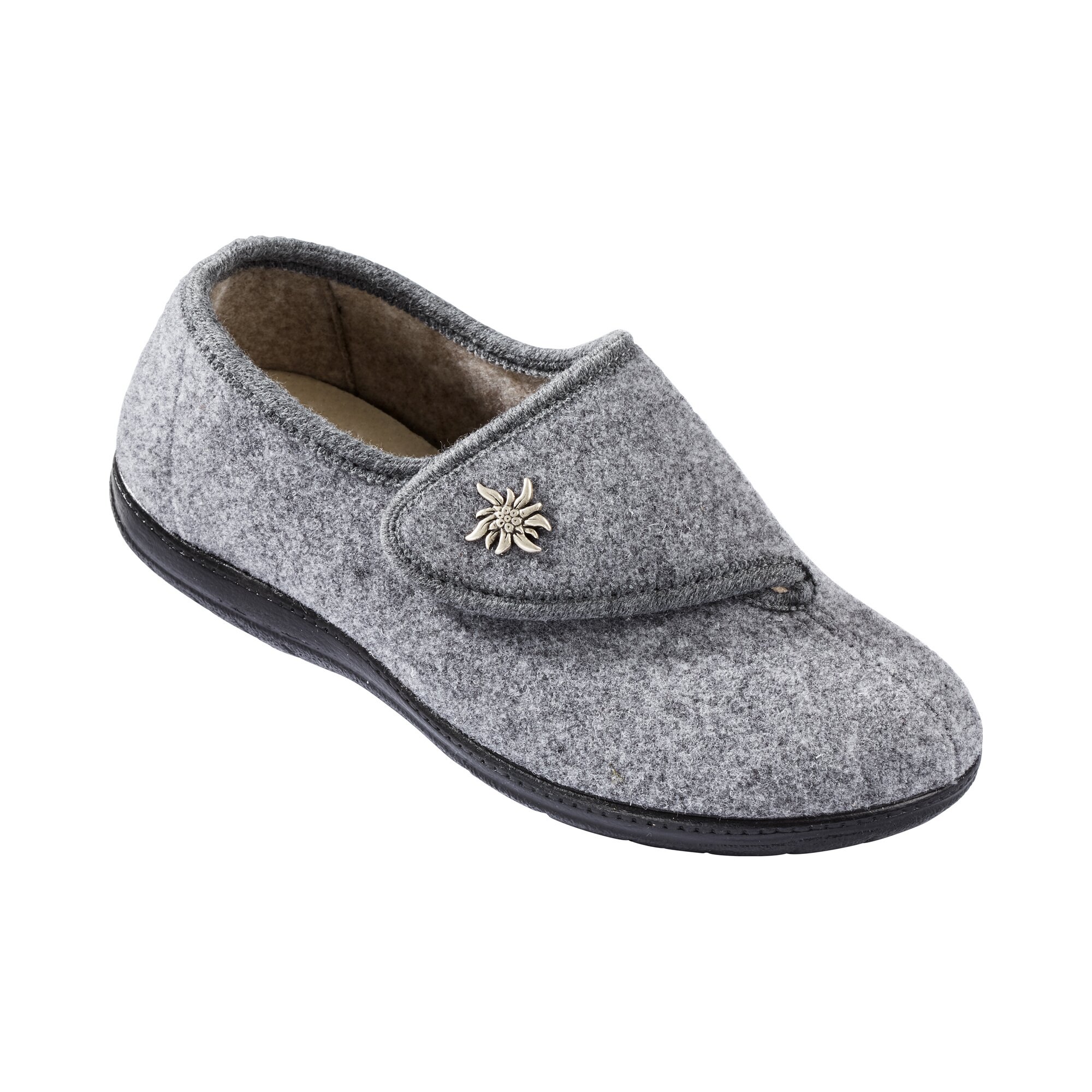 Woll-Hausschuh Edelweiss, Größe: 37, grau