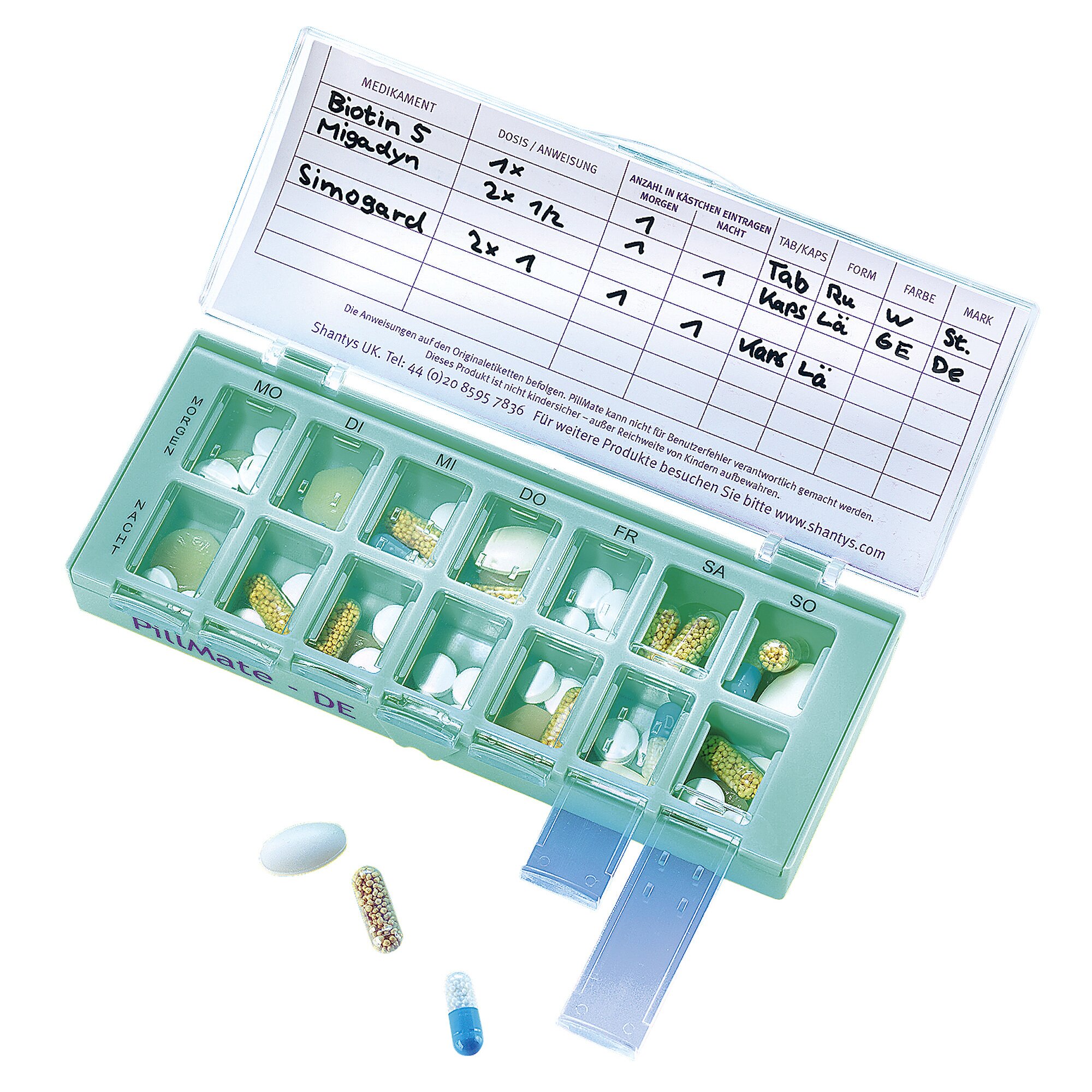Tablettenbox 7 Tage mit Doppelfächer