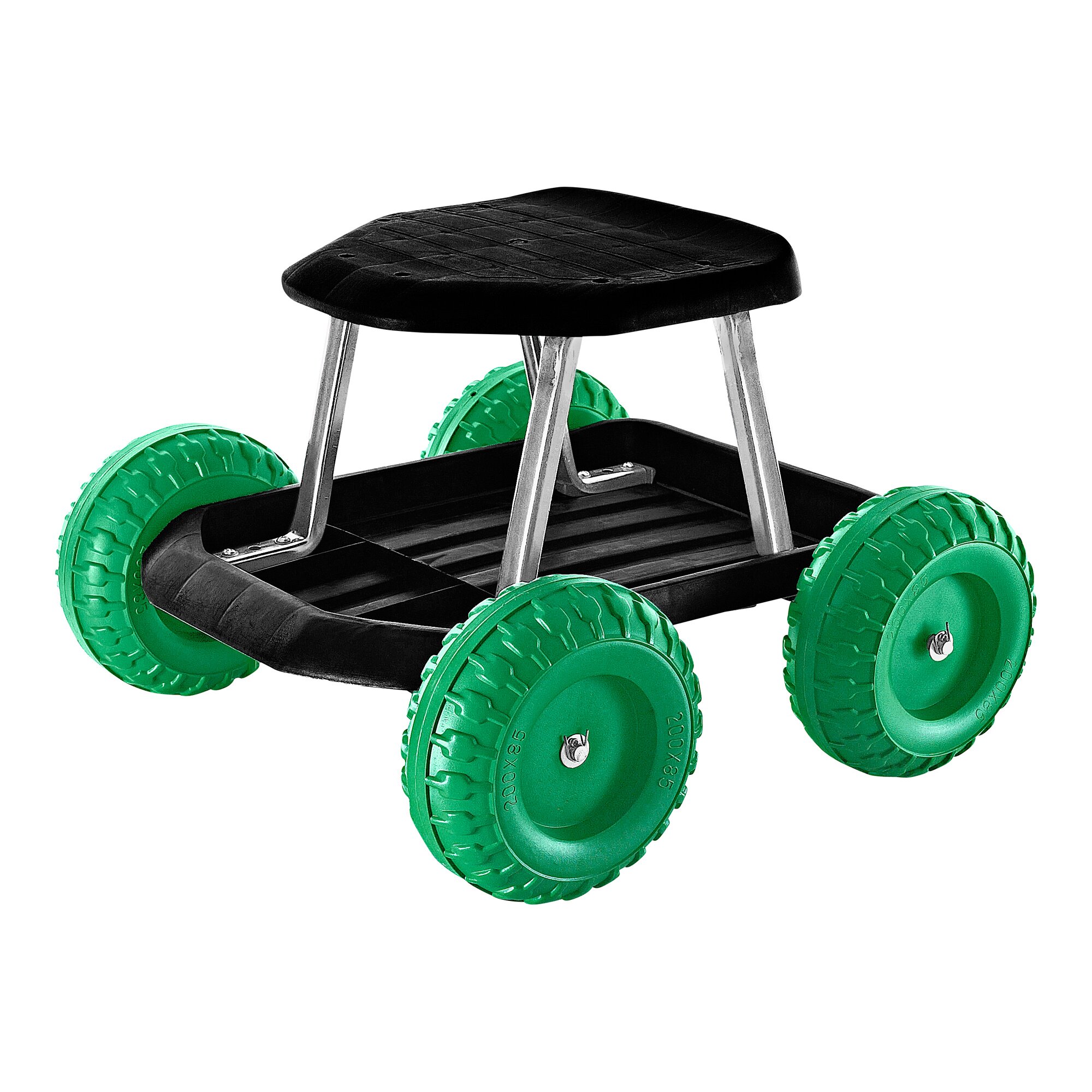 Rollsitz, fahrbarer Gartensitz mit Ablage, belastbar bis 130 kg