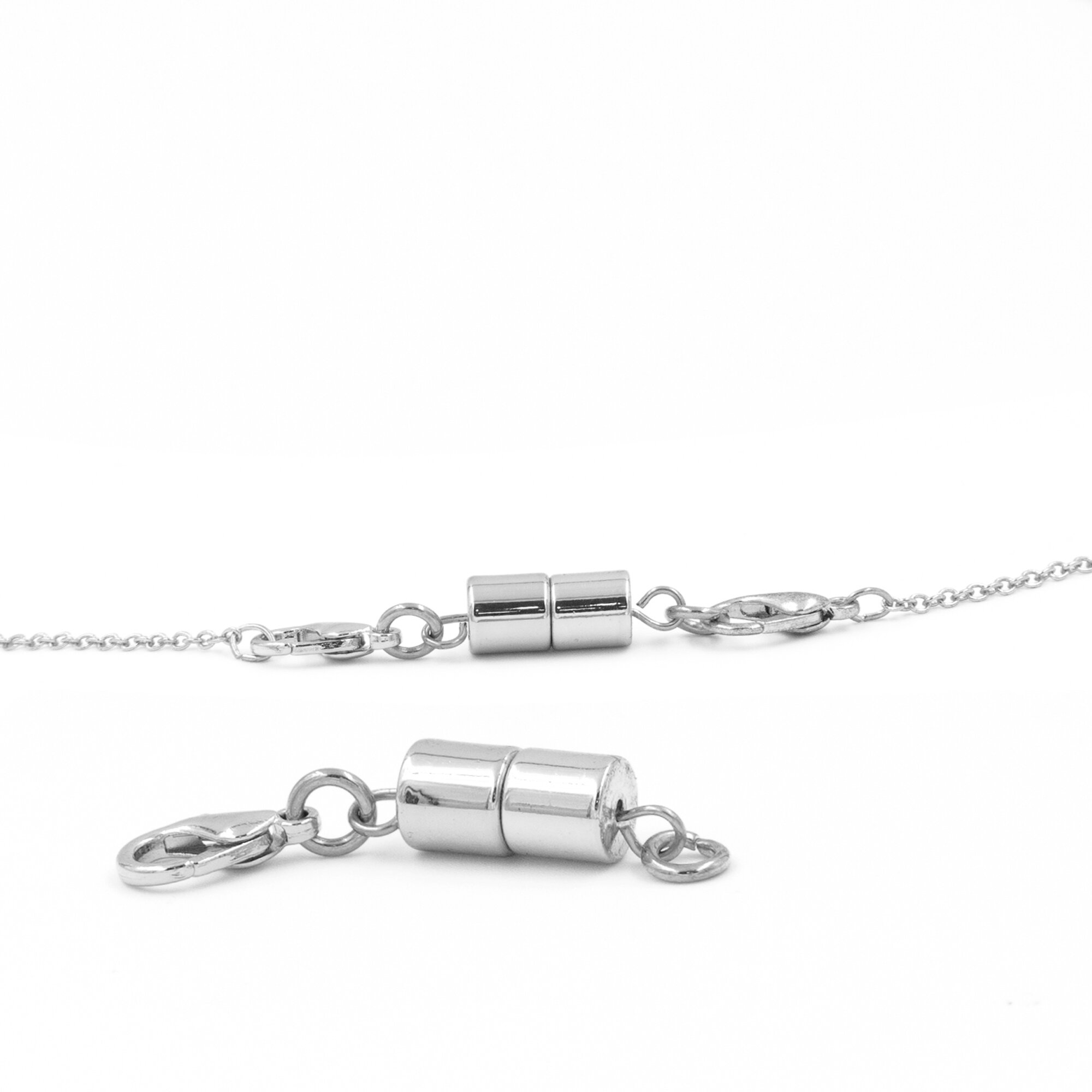 Magnet-Kettenverschluss, 2 Stück, silber