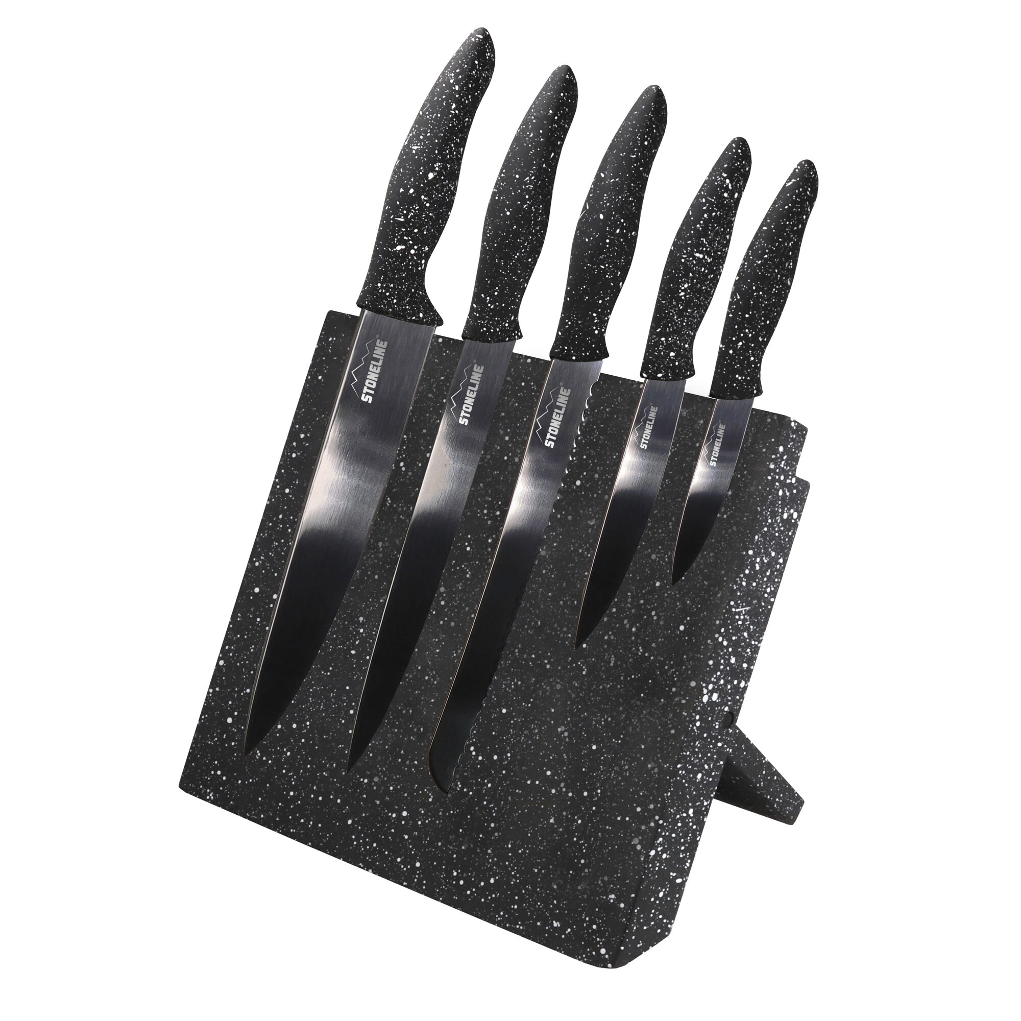 ® Edelstahl Messer Set 5-teilig mit Messerblock Schwarz