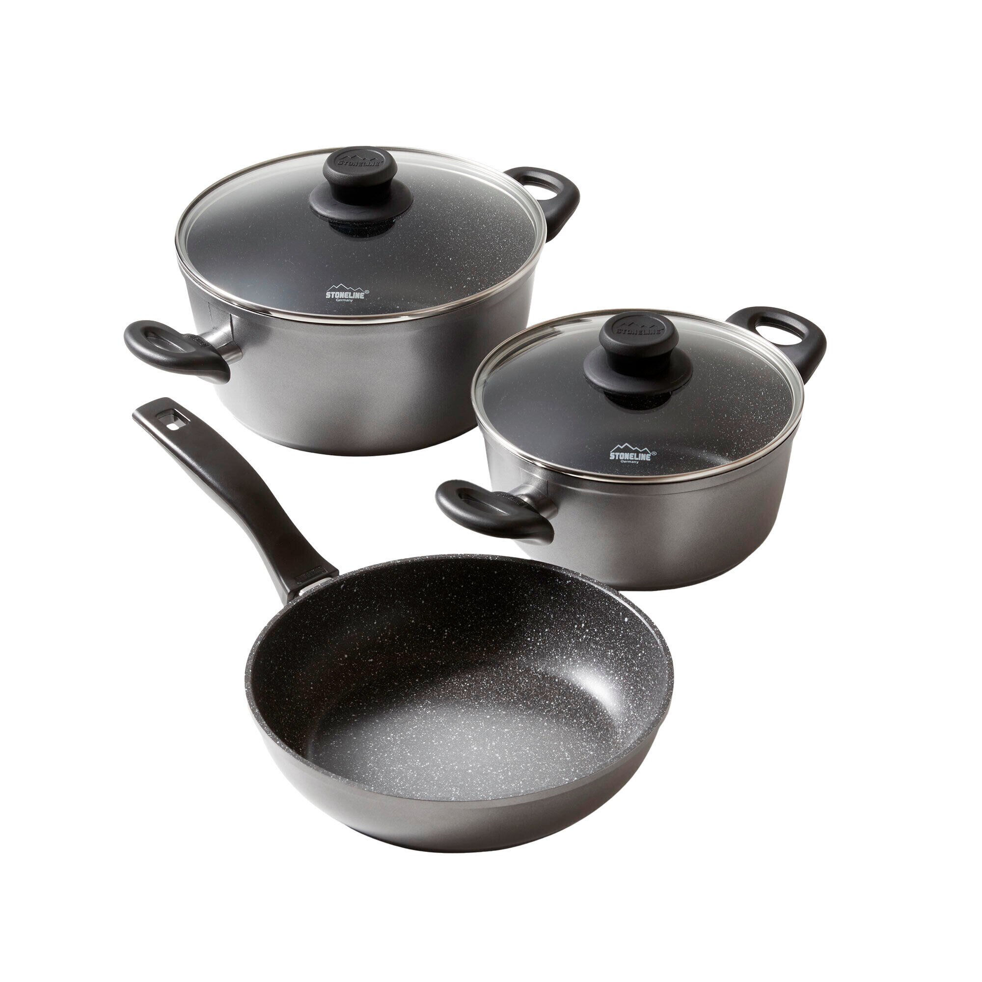 ® Kochgeschirr-Set 5-teilig mit Deckeln - Schwarz