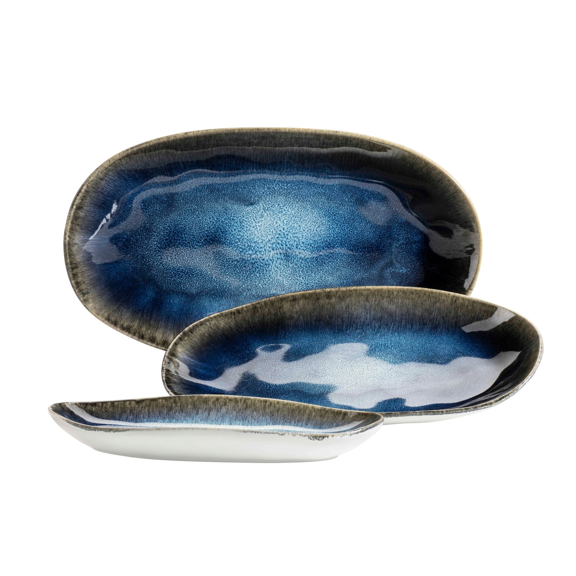 Mäser Servierplatten-Set, Steinzeug Frozen blau