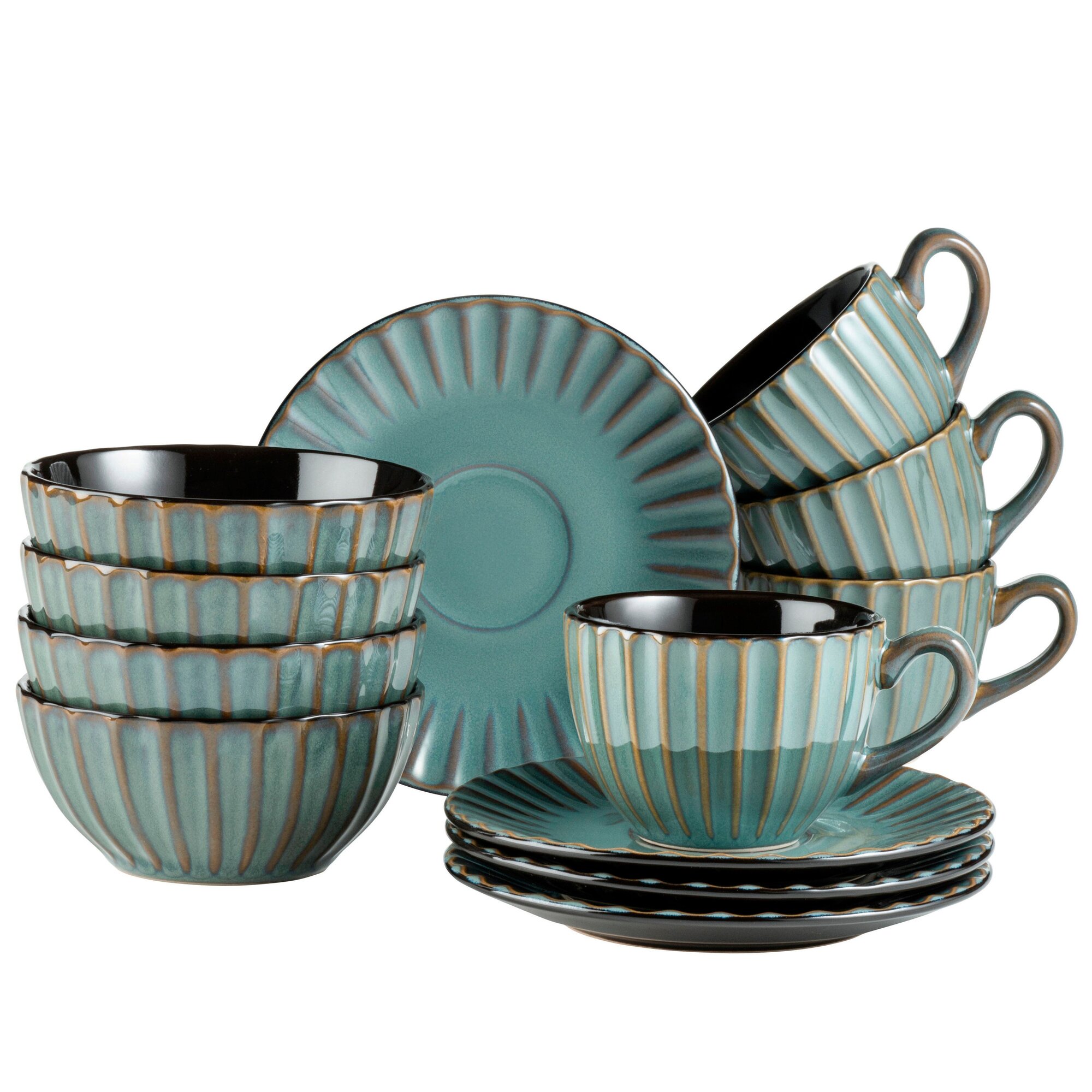 Mäser Frühstücksset, Steinzeug Confino blau