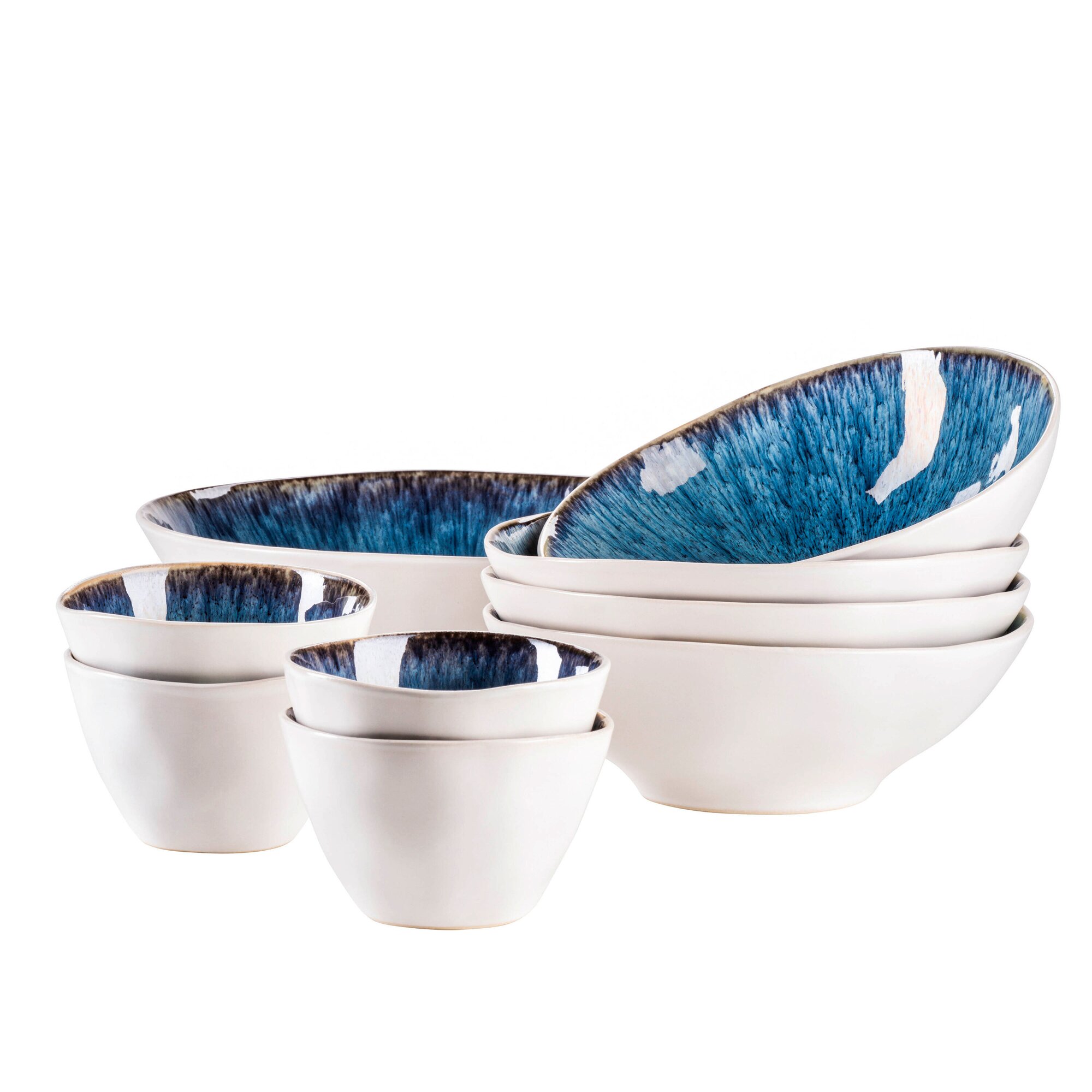 Mäser Salatschüssel-Set, Steinzeug Frozen blau