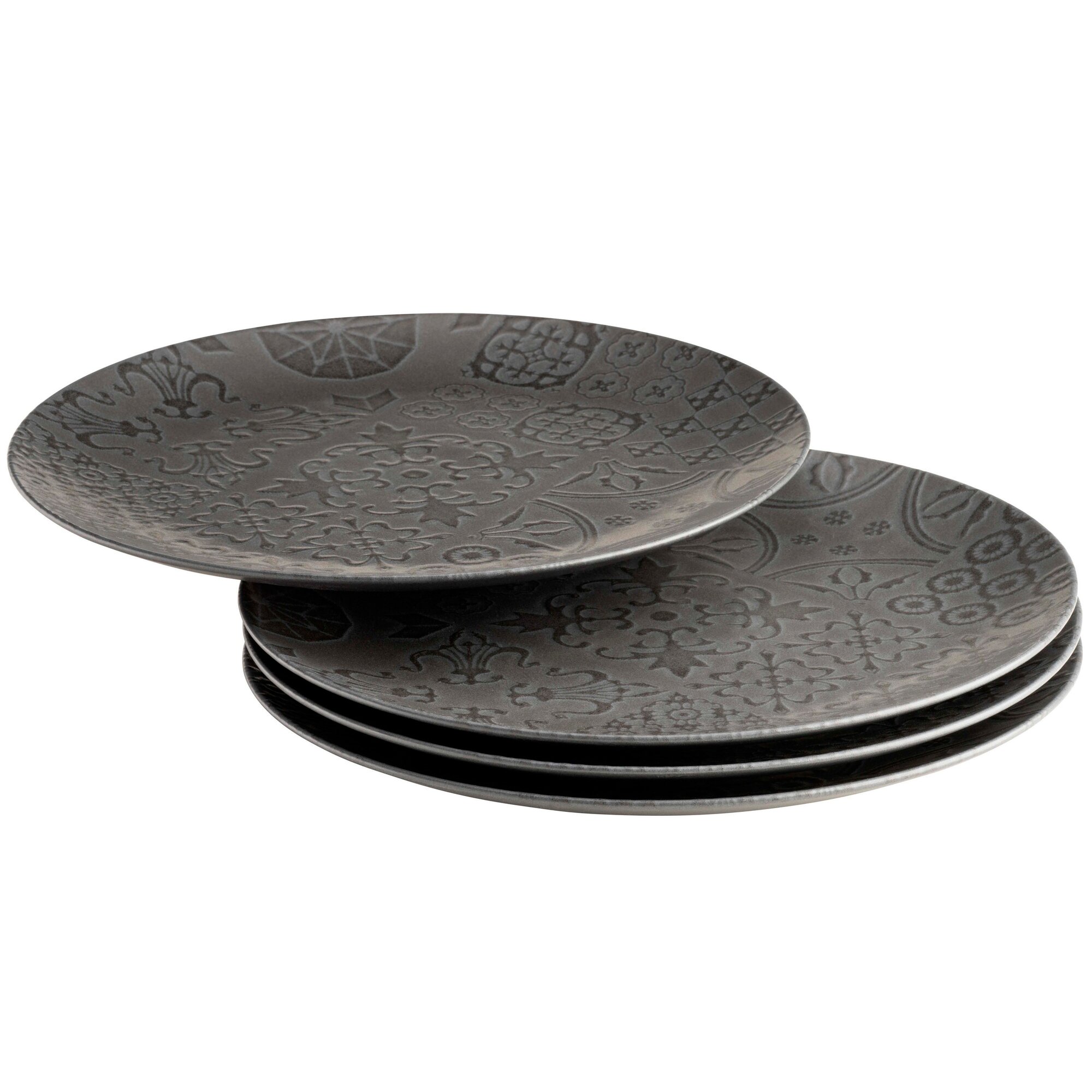 Mäser Platzteller-Set, Steinzeug Trad. Tiles schwarz