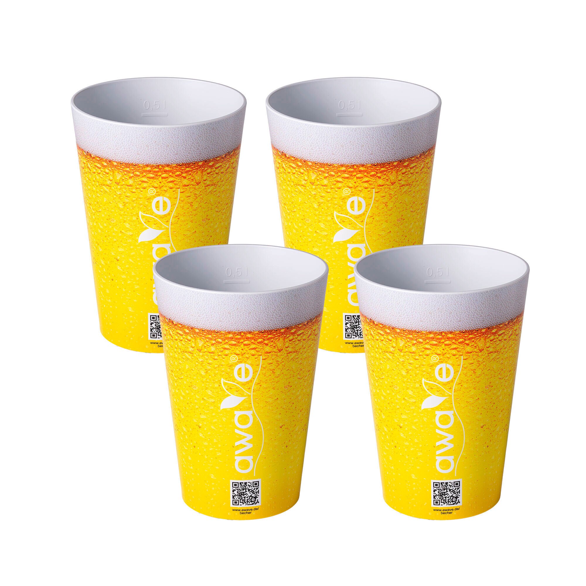 AWAVE Trinkbecher 500 ml rPET Set 4-teilig, mit Eichstrich