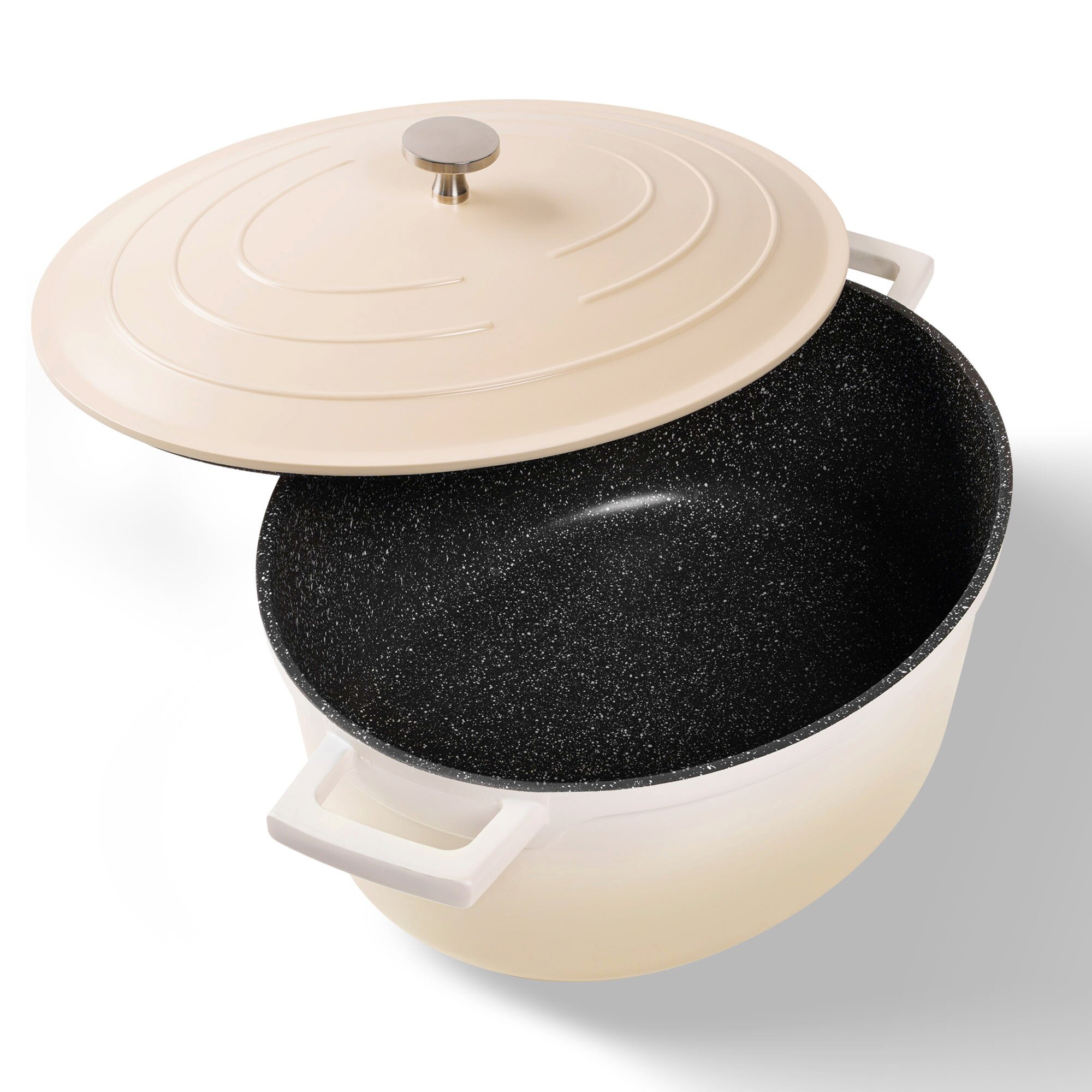® Cocotte Bräter Oval 32x25 cm Creme mit Deckel