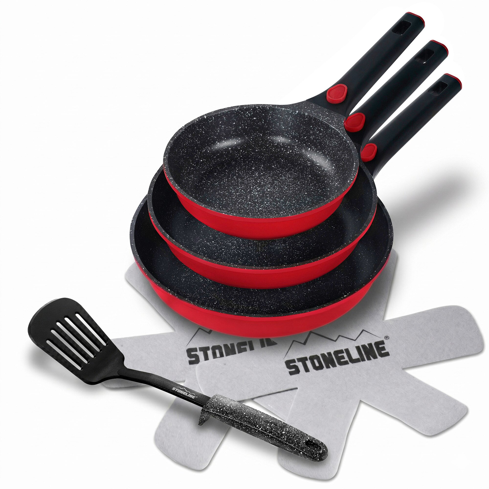 STONELINE SMART Pfannen-Set 6-teilig 20/24/28 | ohne Deckel - Rot