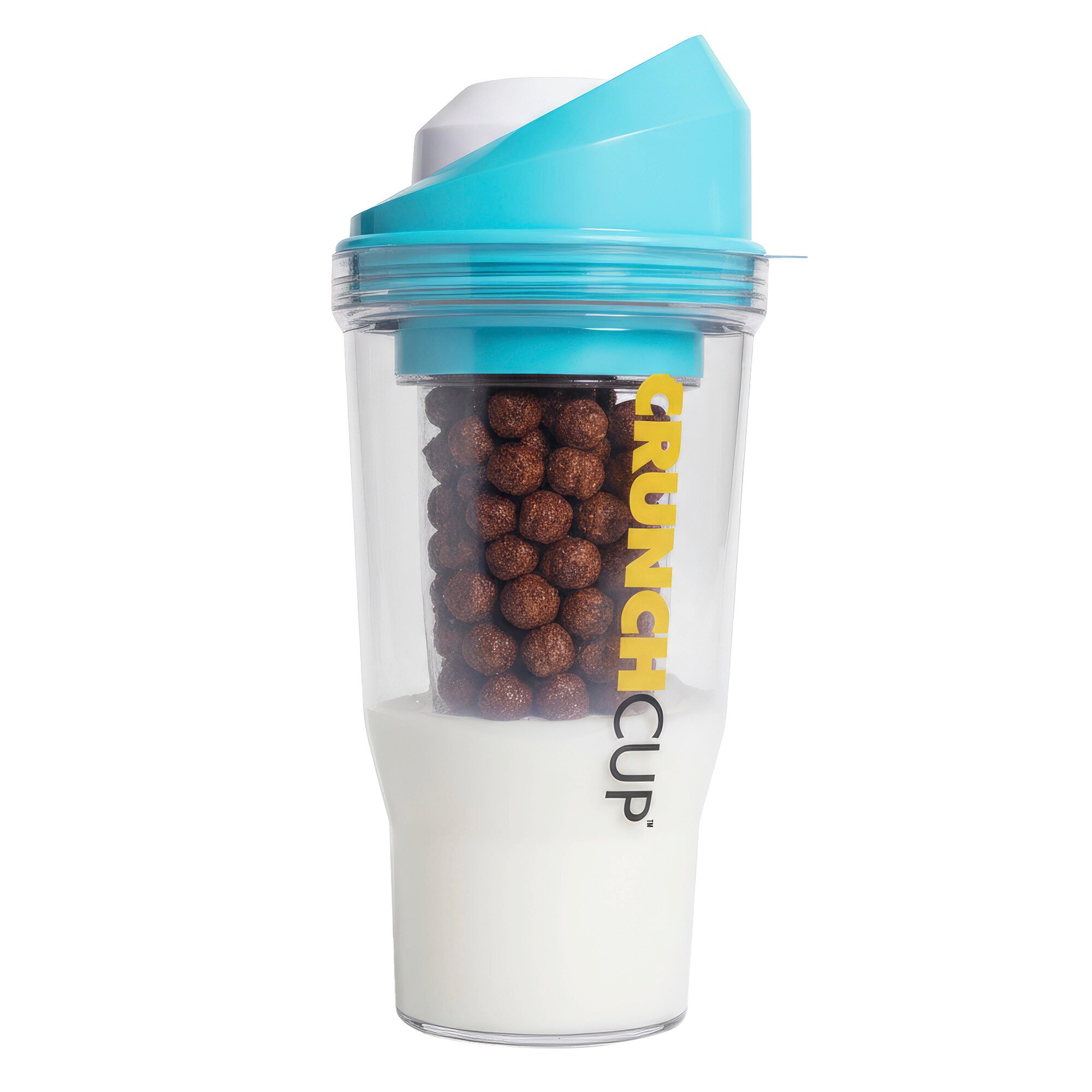 CrunchCup Original Tragbarer Müslibecher To Go 260 + 250 ml Blau