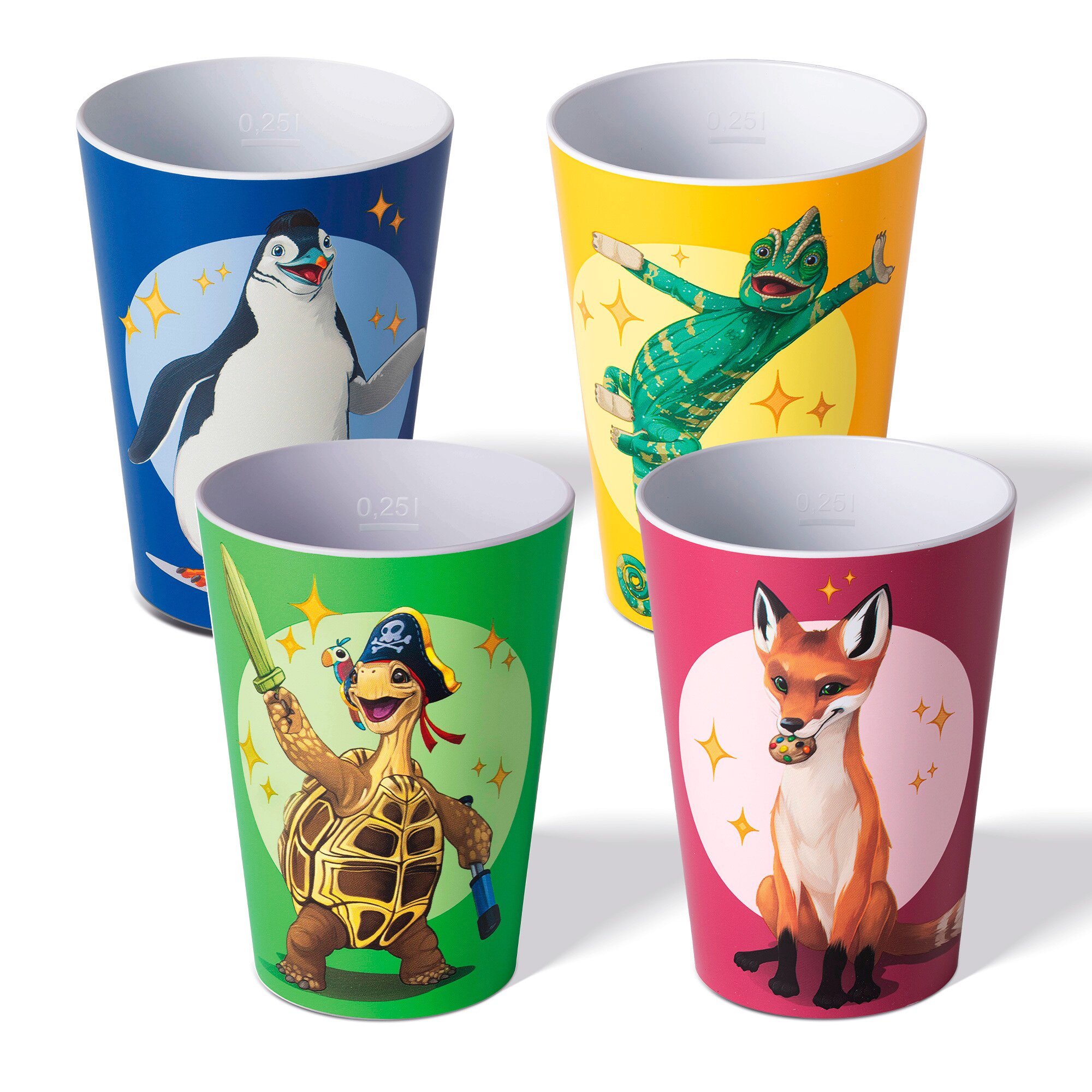 Die Schule der Magischen Tiere Trinkbecher 250 ml rPET Set 4-teilig, mit Eichstrich