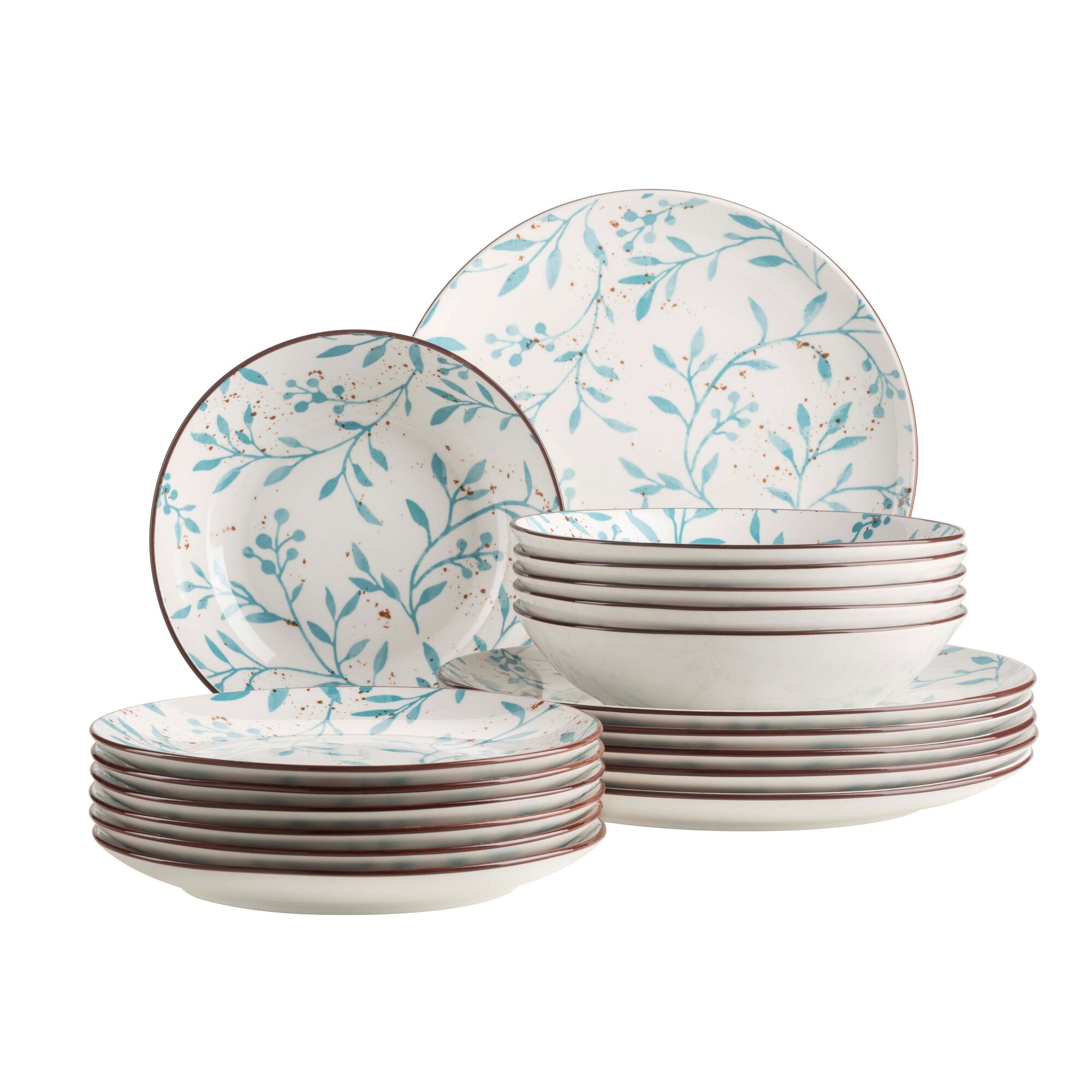 Teller Set, Porzellan Olive