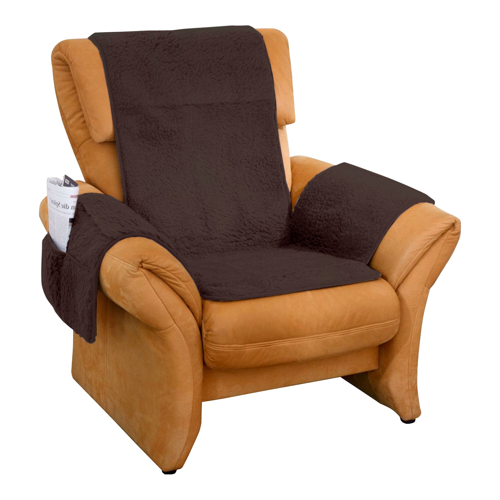 Sesselschoner mit Schurwolle, braun