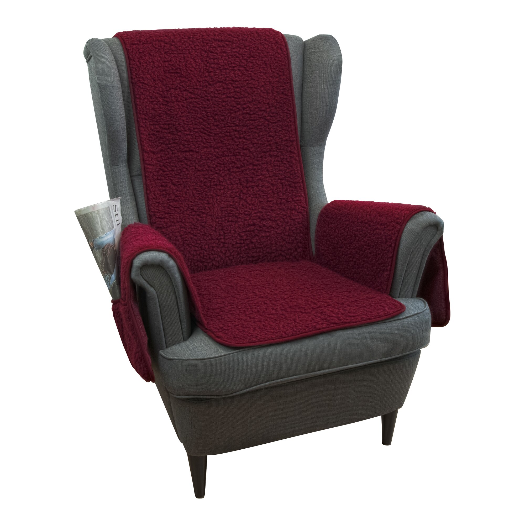 Sesselschoner aus Schurwolle, bordeaux