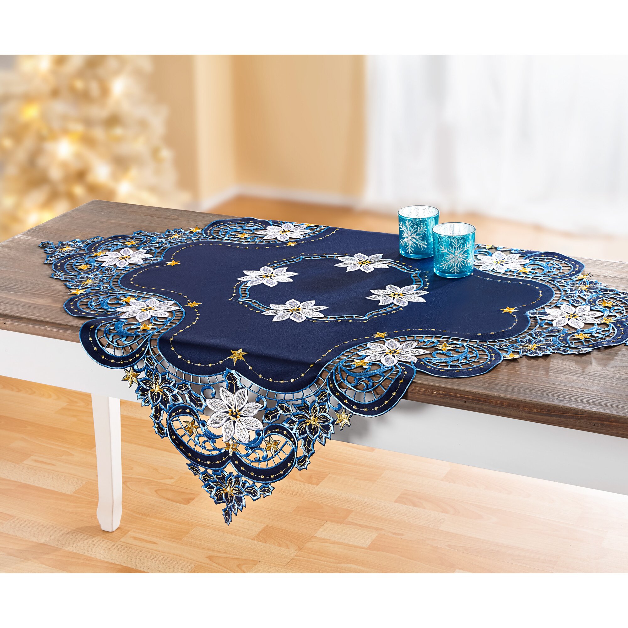 Mitteldecke Blaue Weihnacht