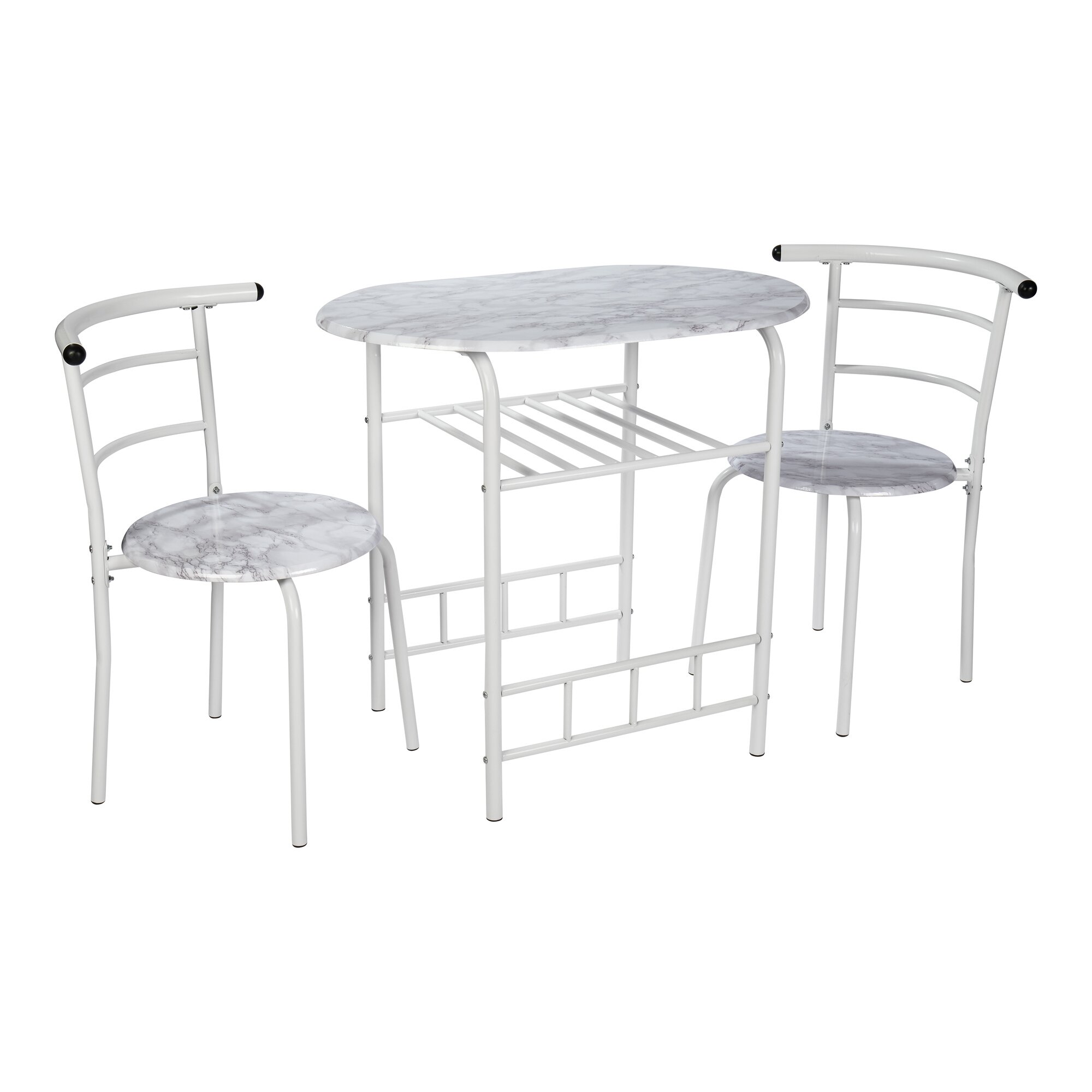 Sitzgruppe Marmor-Optik, 3 Teile, weiß