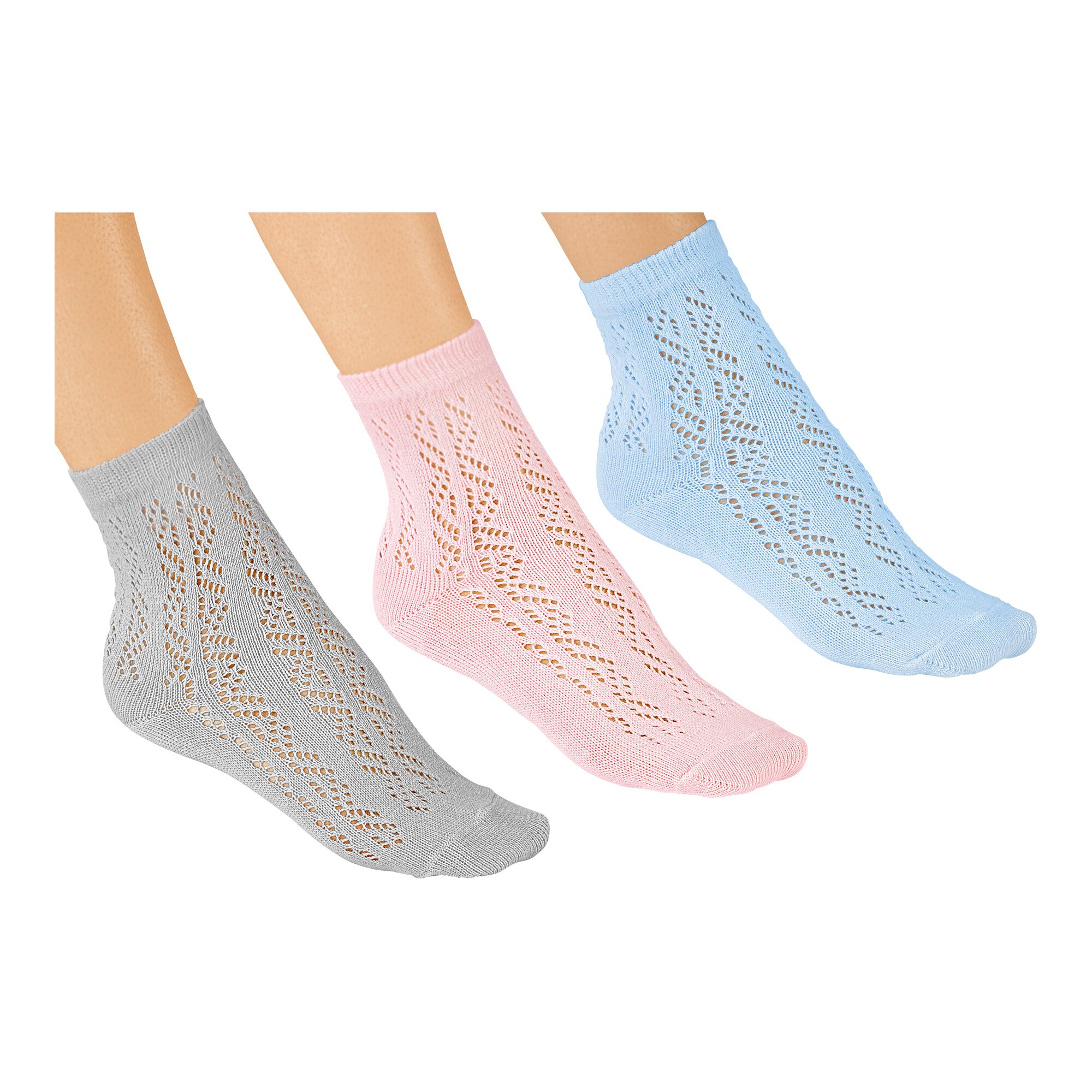 Sommersocken-Set Lochmuster, 3 Paar
